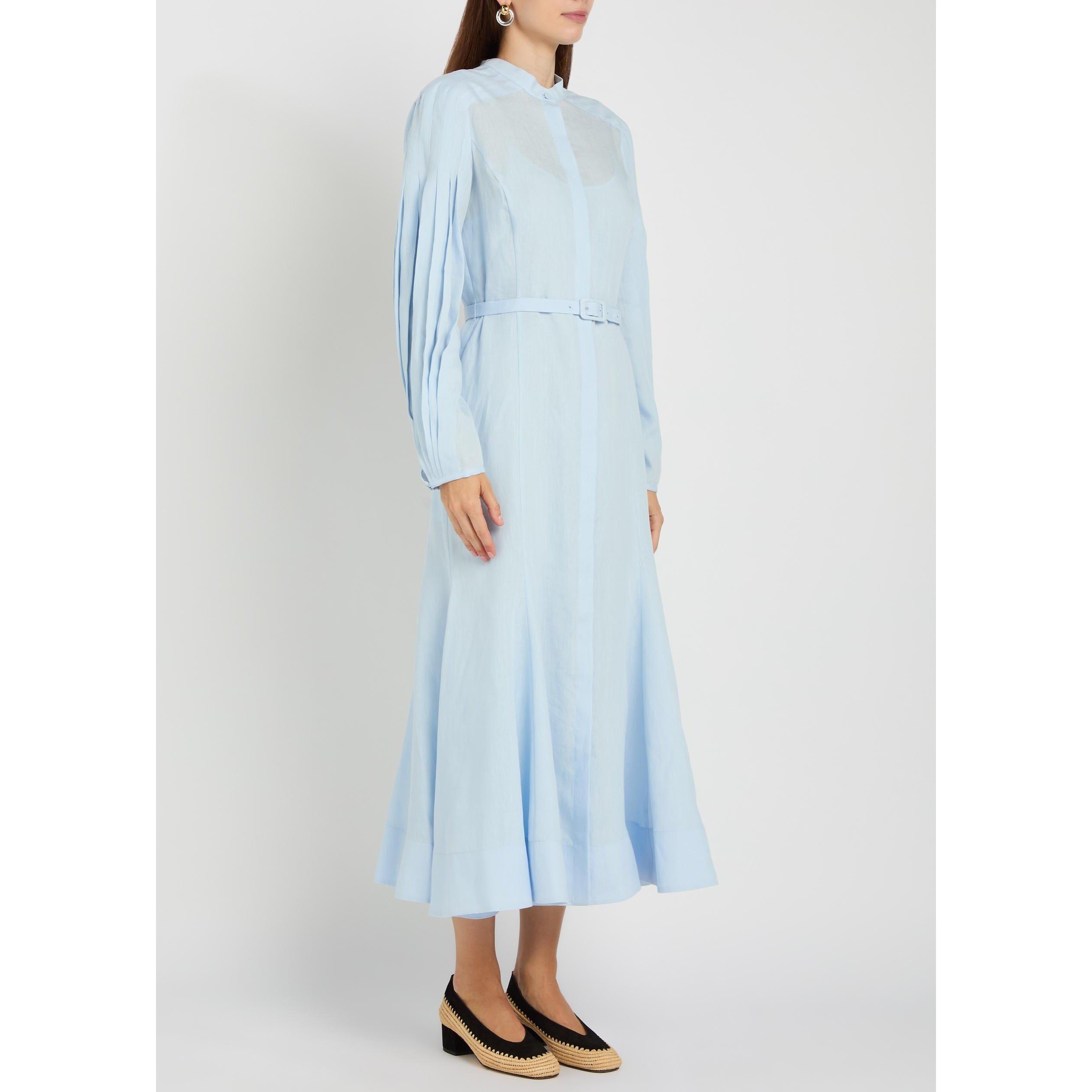 LIGHT BLUE - Gabriela Hearst - Women's Lydia Linen Shirt-Dress - 2