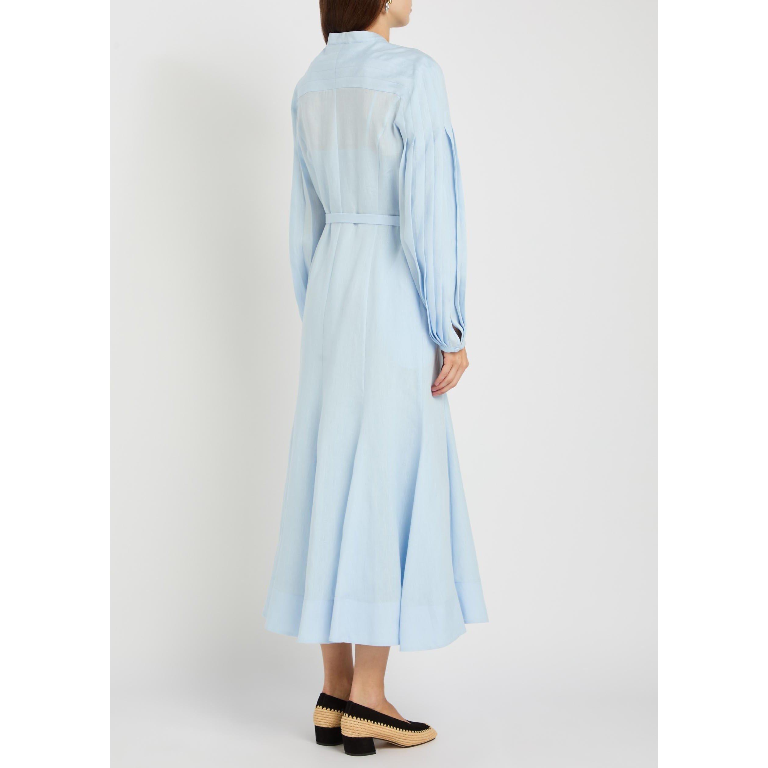 LIGHT BLUE - Gabriela Hearst - Women's Lydia Linen Shirt-Dress - 3