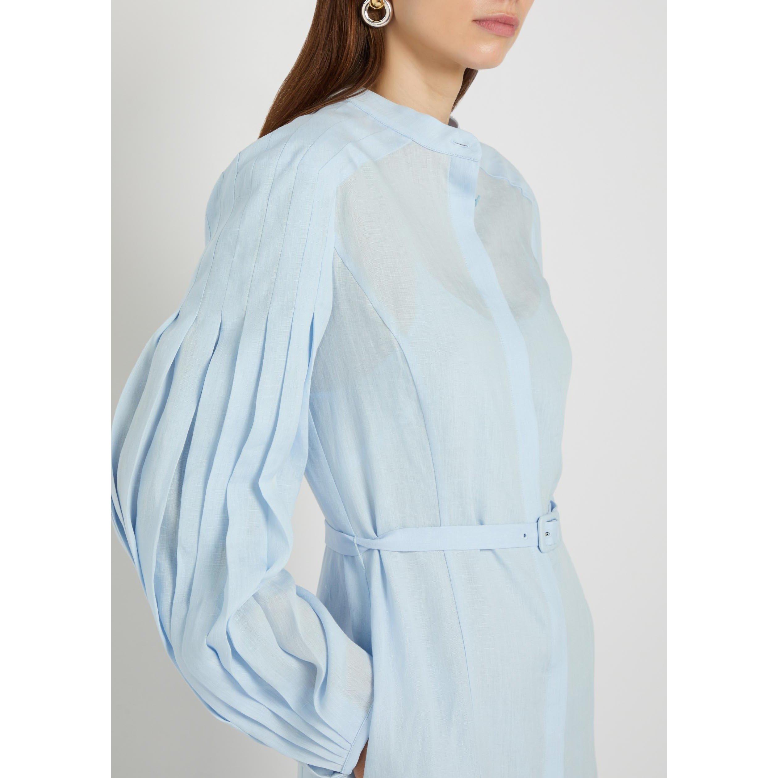 LIGHT BLUE - Gabriela Hearst - Women's Lydia Linen Shirt-Dress - 4