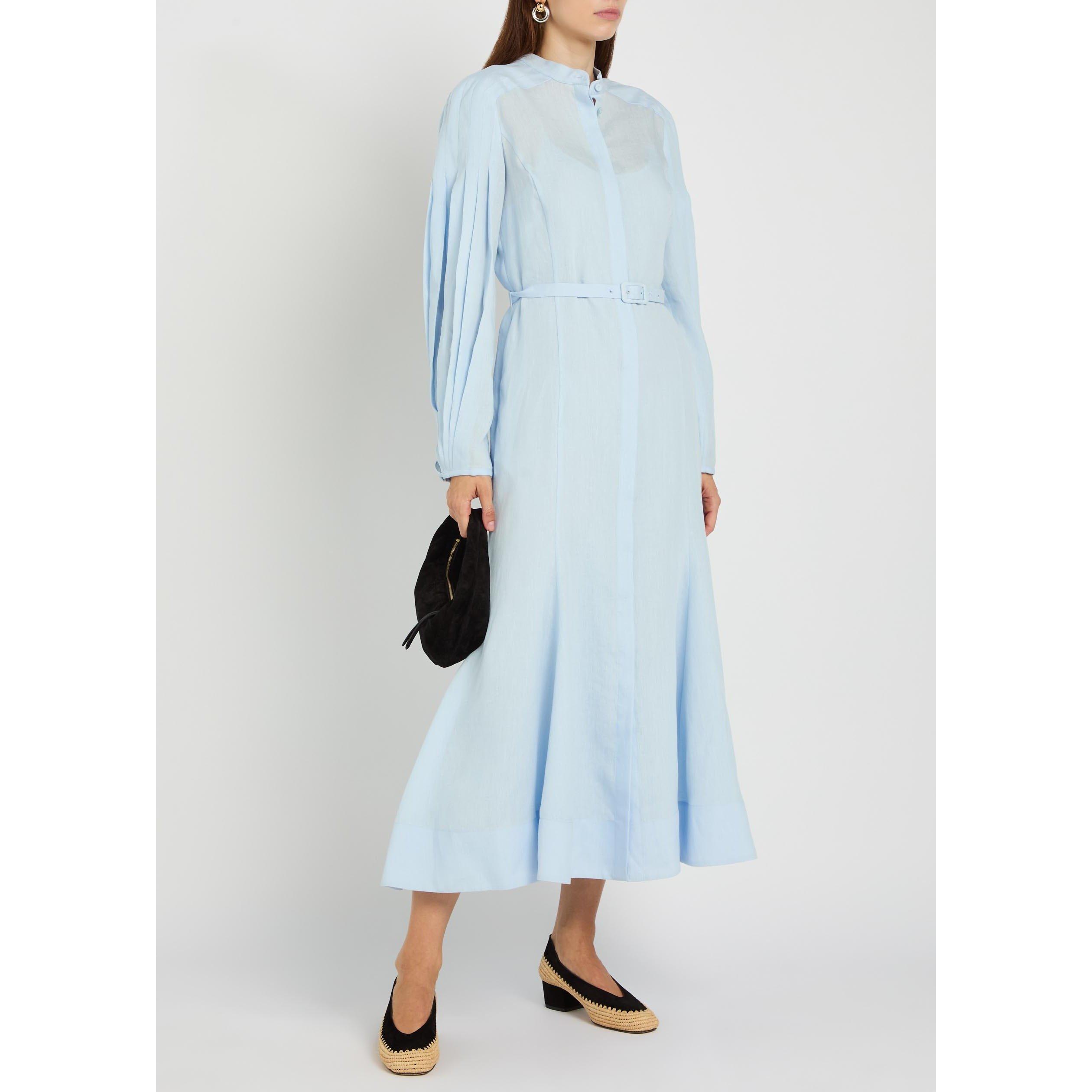 LIGHT BLUE - Gabriela Hearst - Women's Lydia Linen Shirt-Dress - 5