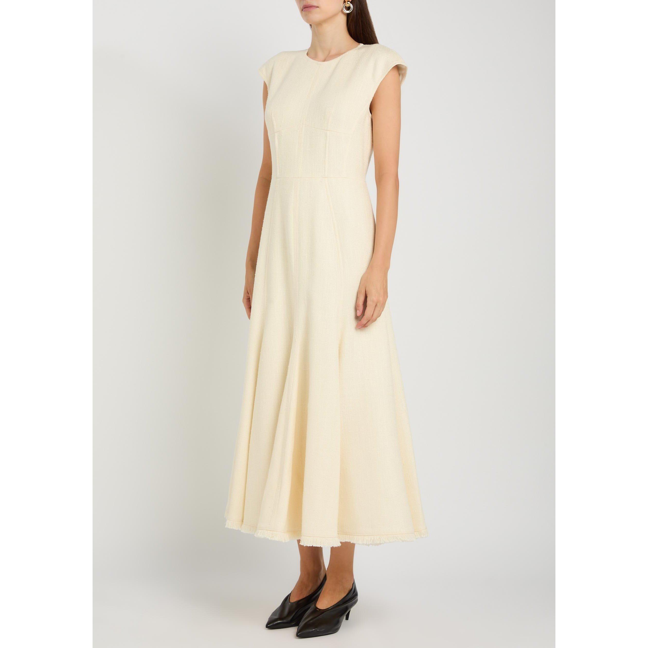IVORY - Gabriela Hearst - Women's Crowther Silk Wool Fringe A-Line Dress - 2