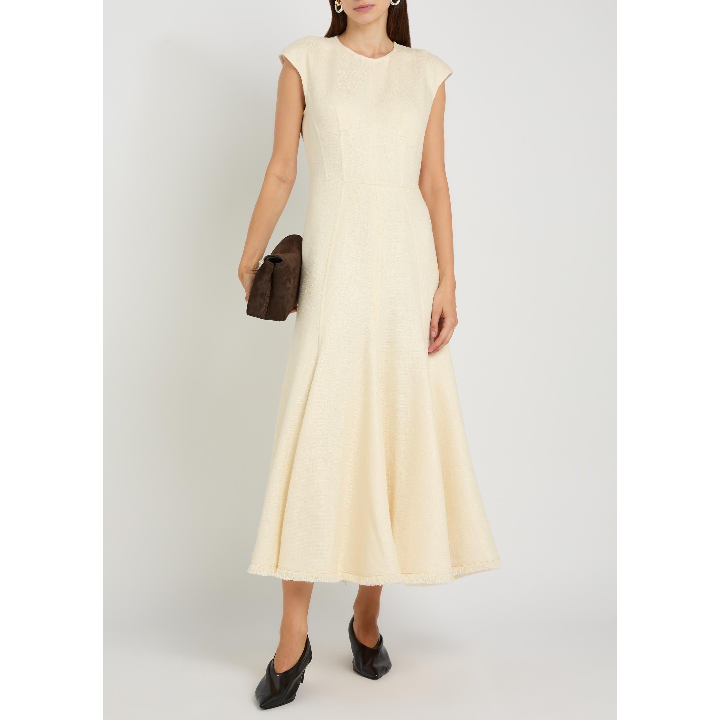 IVORY - Gabriela Hearst - Women's Crowther Silk Wool Fringe A-Line Dress - 5
