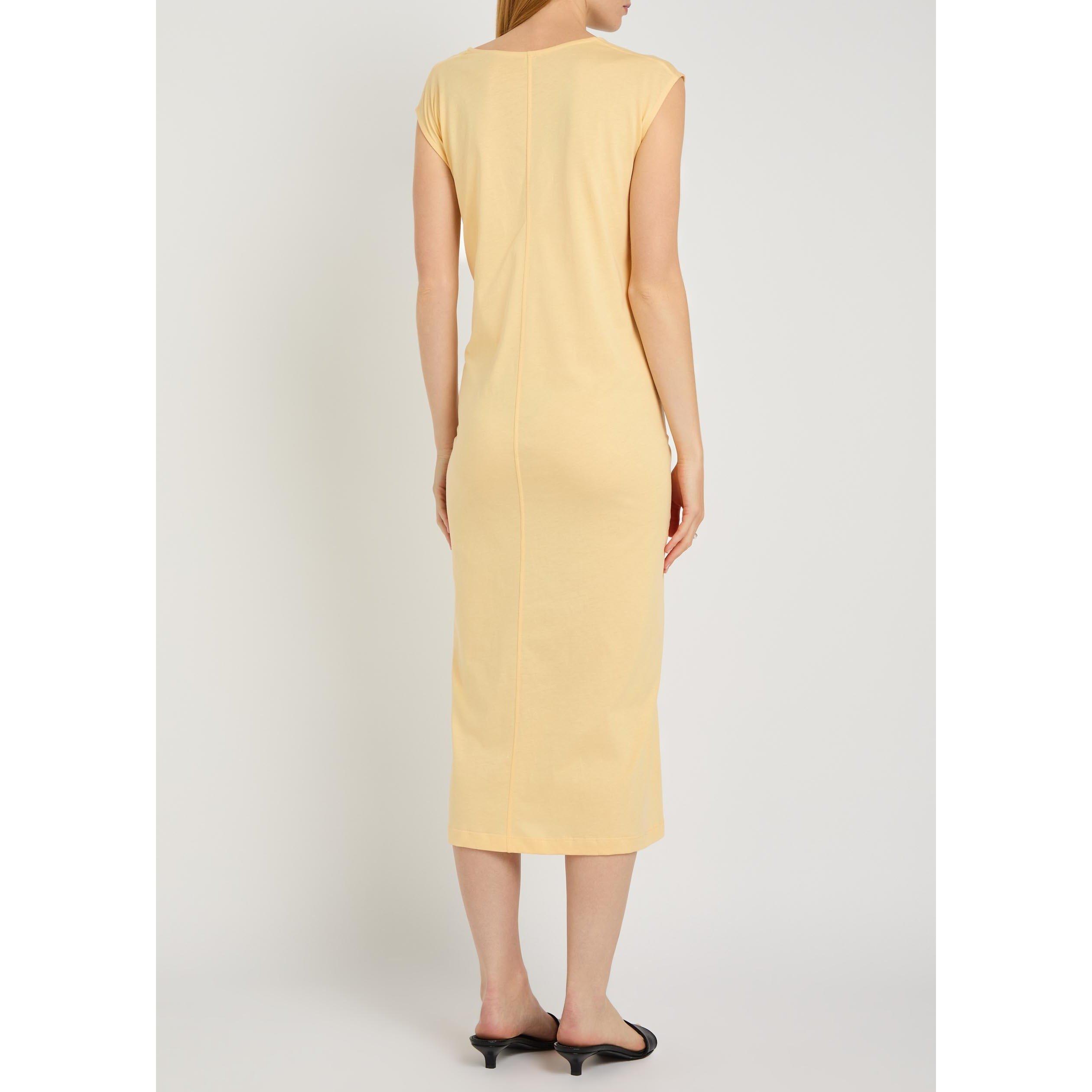 YELLOW - Toteme - Women's Tie Waist Cotton Crew-Neck Maxi Dress - 3