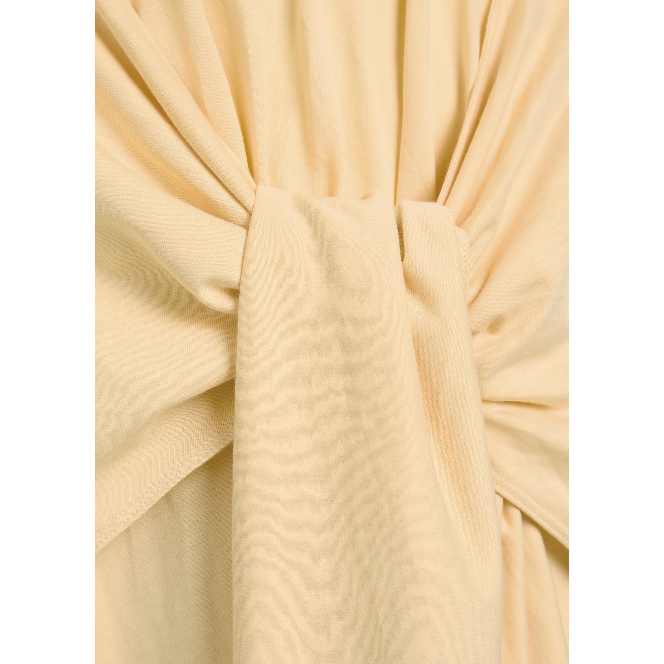YELLOW - Toteme - Women's Tie Waist Cotton Crew-Neck Maxi Dress - 4