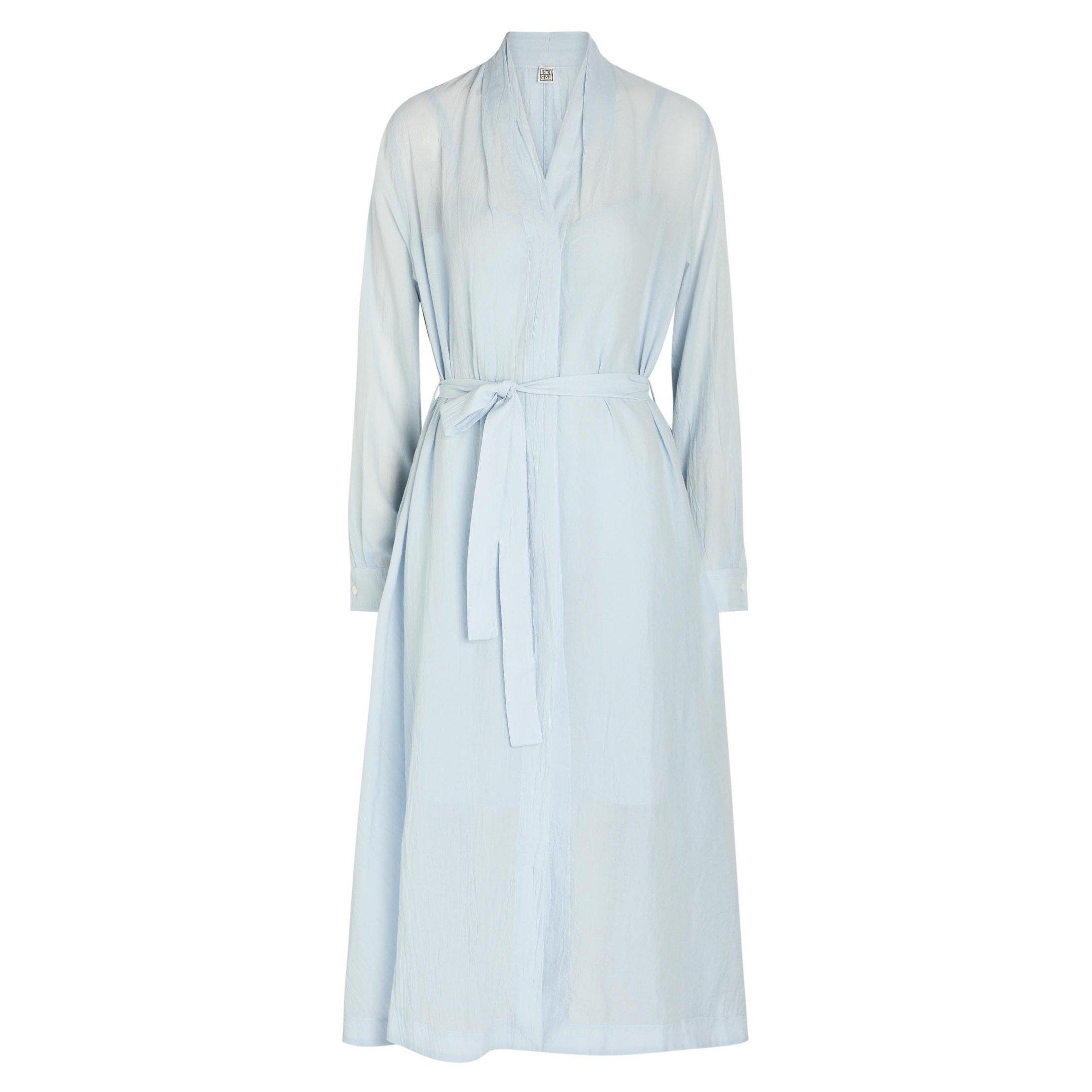 LIGHT BLUE - Toteme - BELTED COTTON VOILE DRESS