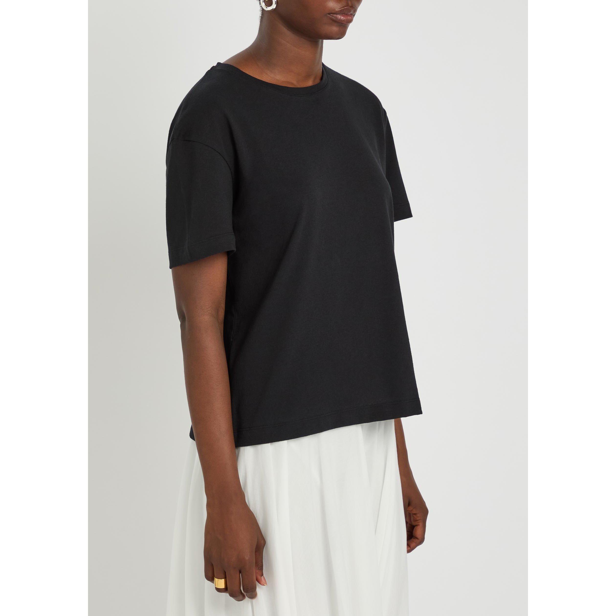 BLACK - Toteme - Women's Classic Cropped Cotton T-Shirt - 2
