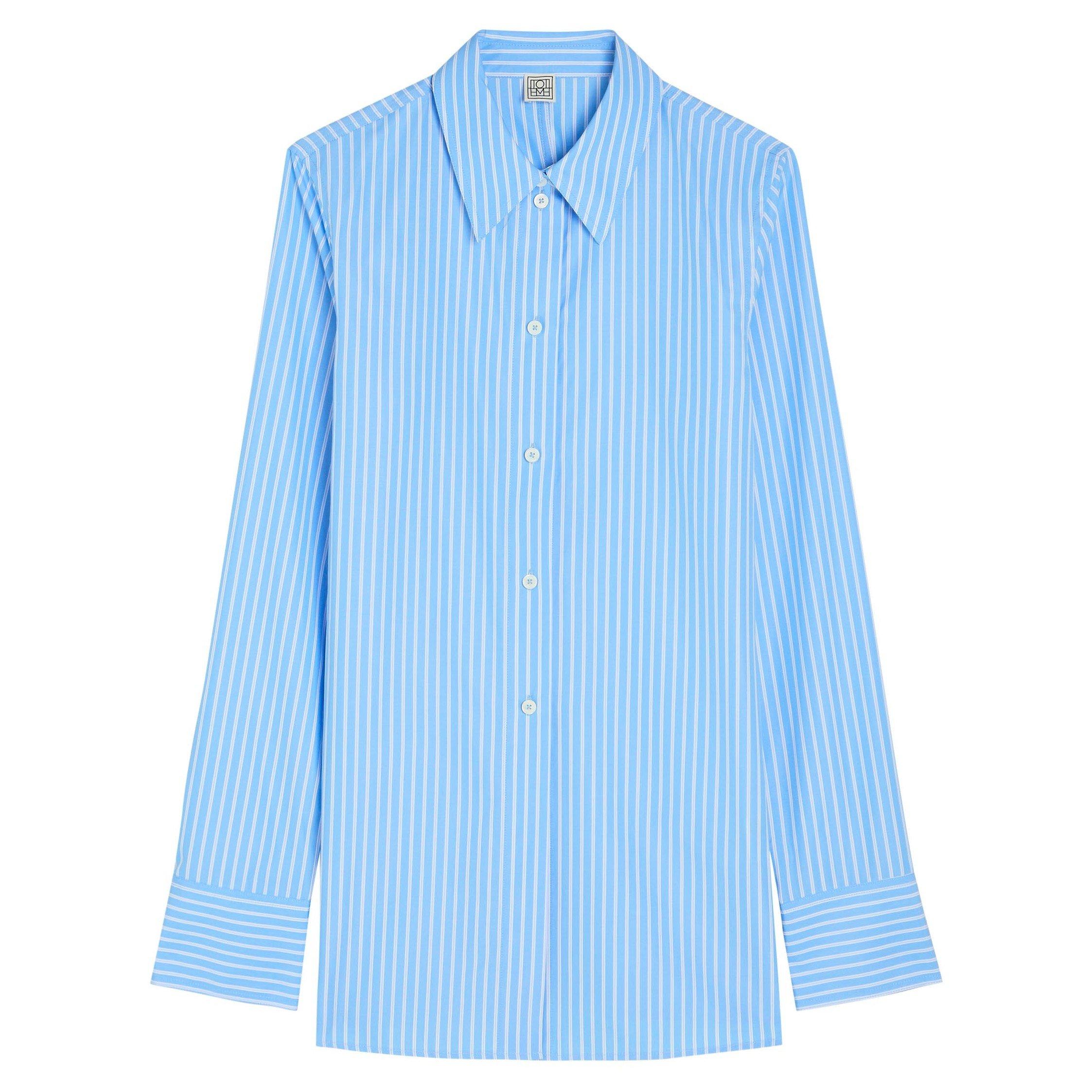 LIGHT BLUE - Toteme - STRIPED POPLIN SHIRT