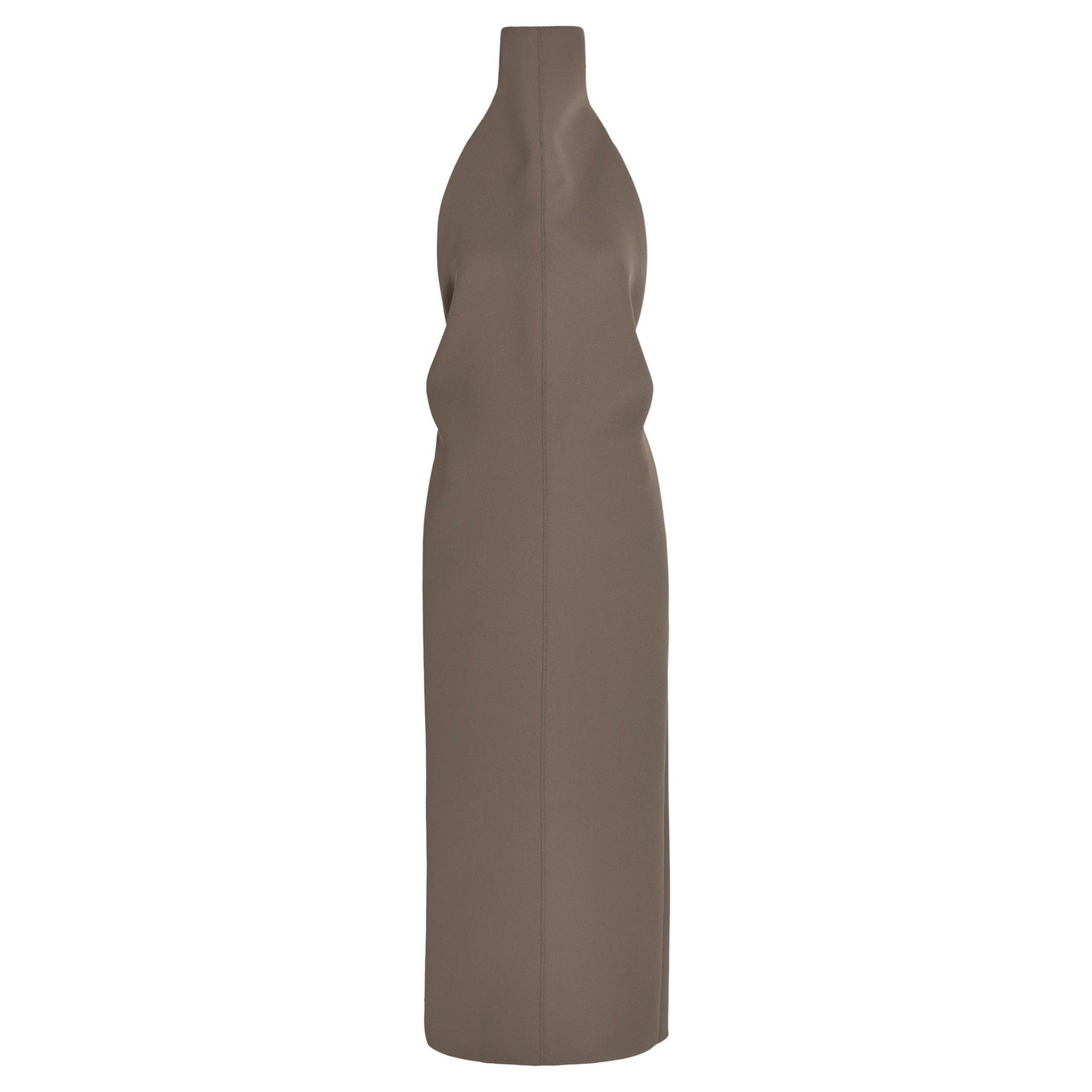 BROWN OTHER - Khaite - Women's Roxanne Funnel-Neck Crepe Maxi Dress - 1