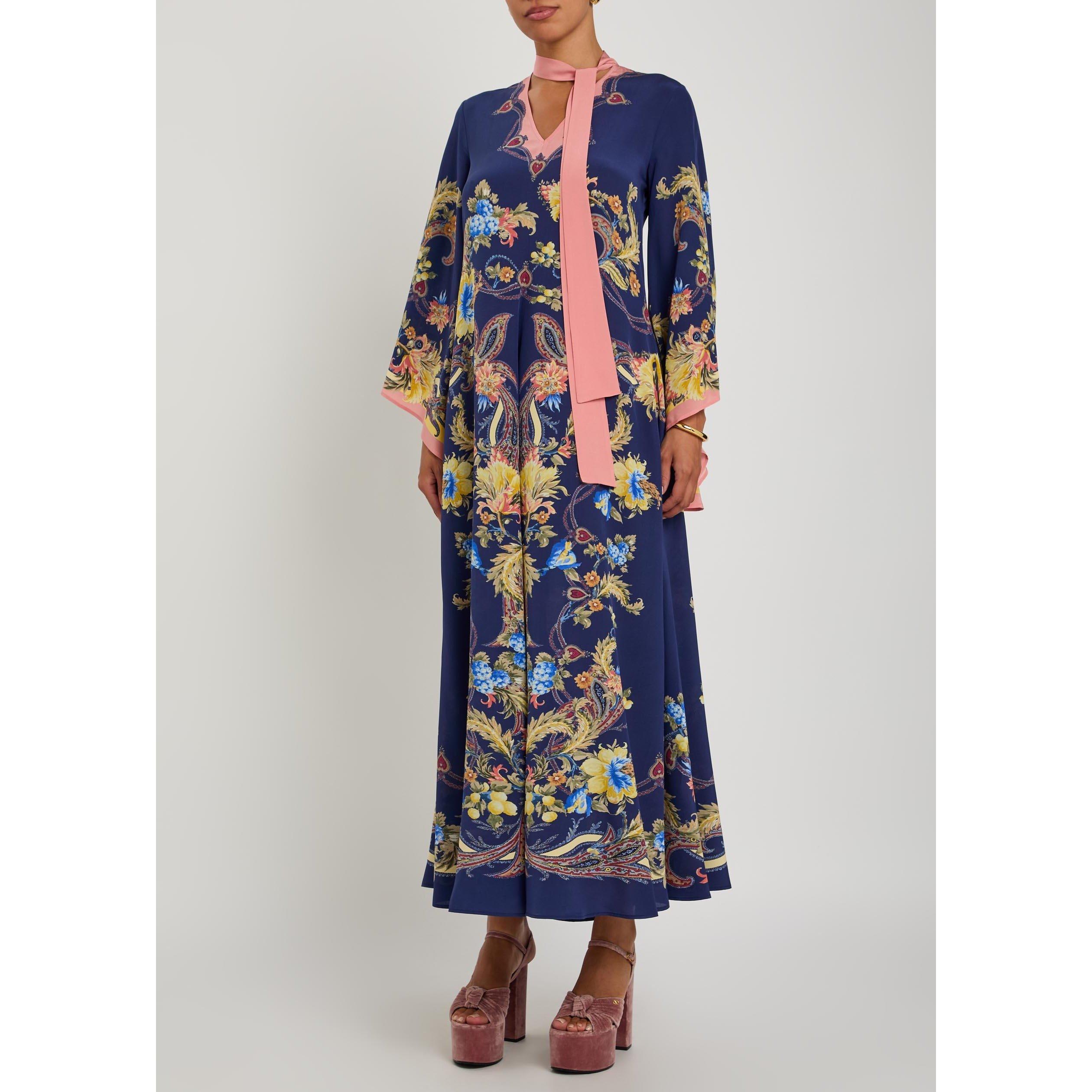MULTICOLOURED - Etro - Women's Silk V-Neck Maxi Dress - 2