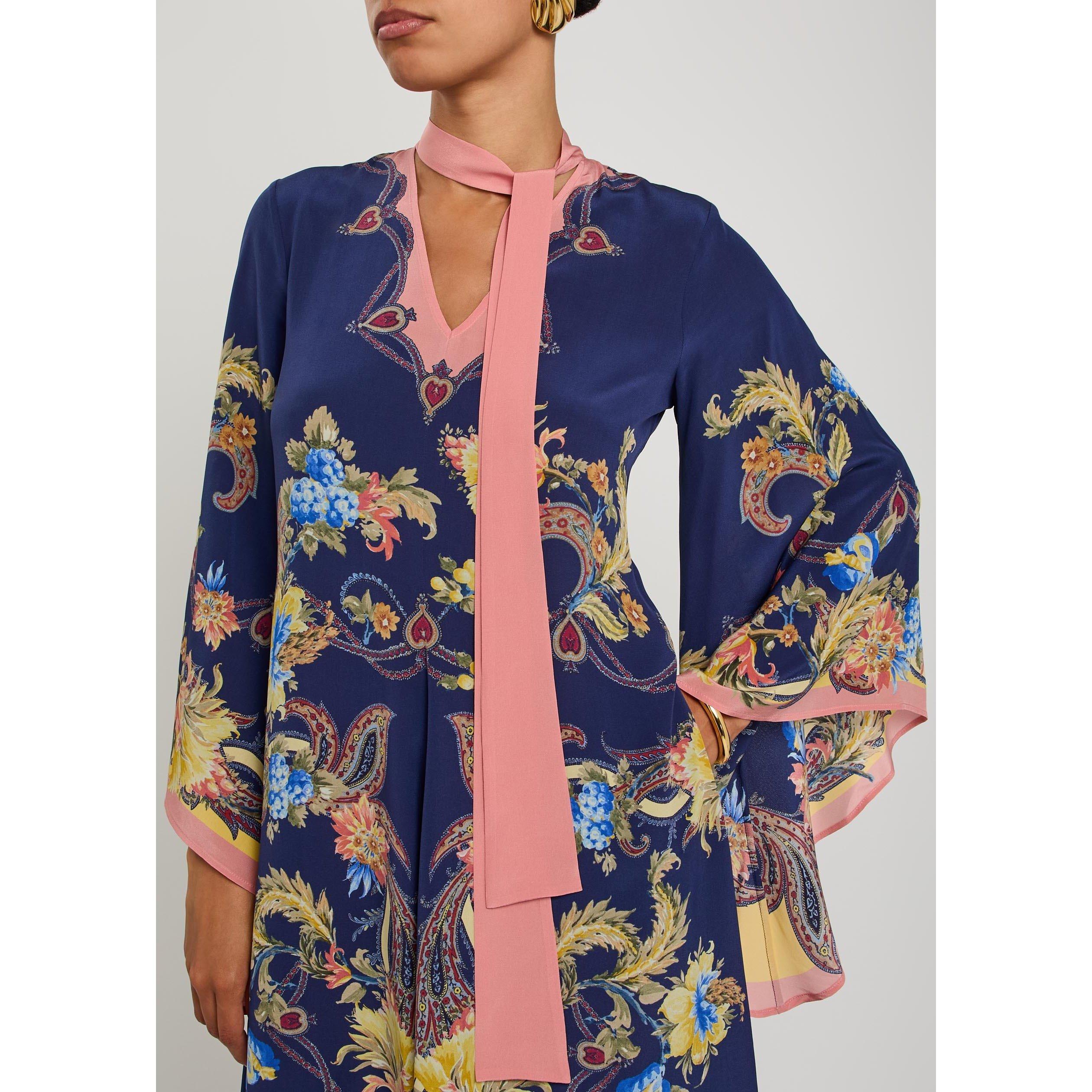 MULTICOLOURED - Etro - Women's Silk V-Neck Maxi Dress - 4