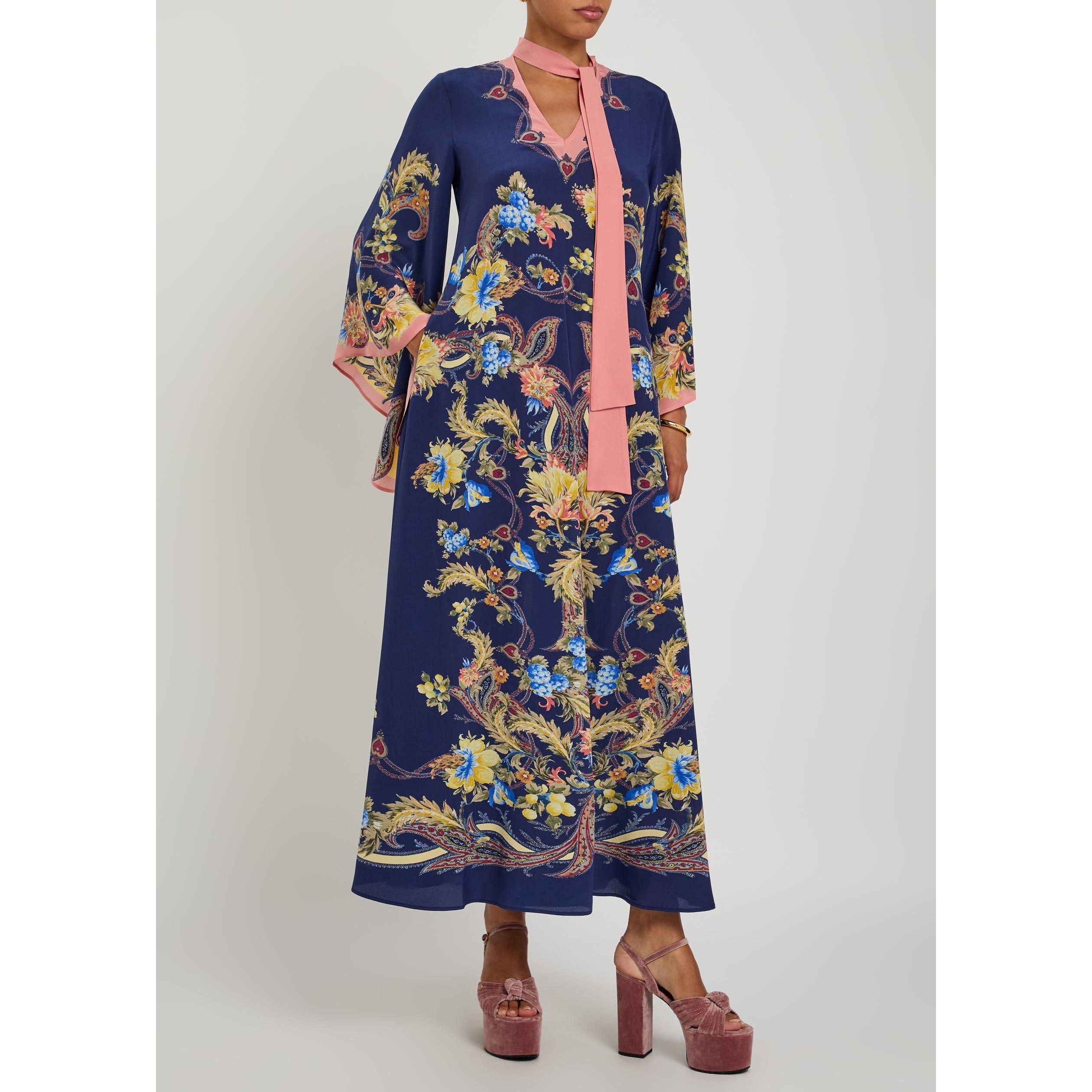 MULTICOLOURED - Etro - Women's Silk V-Neck Maxi Dress - 5