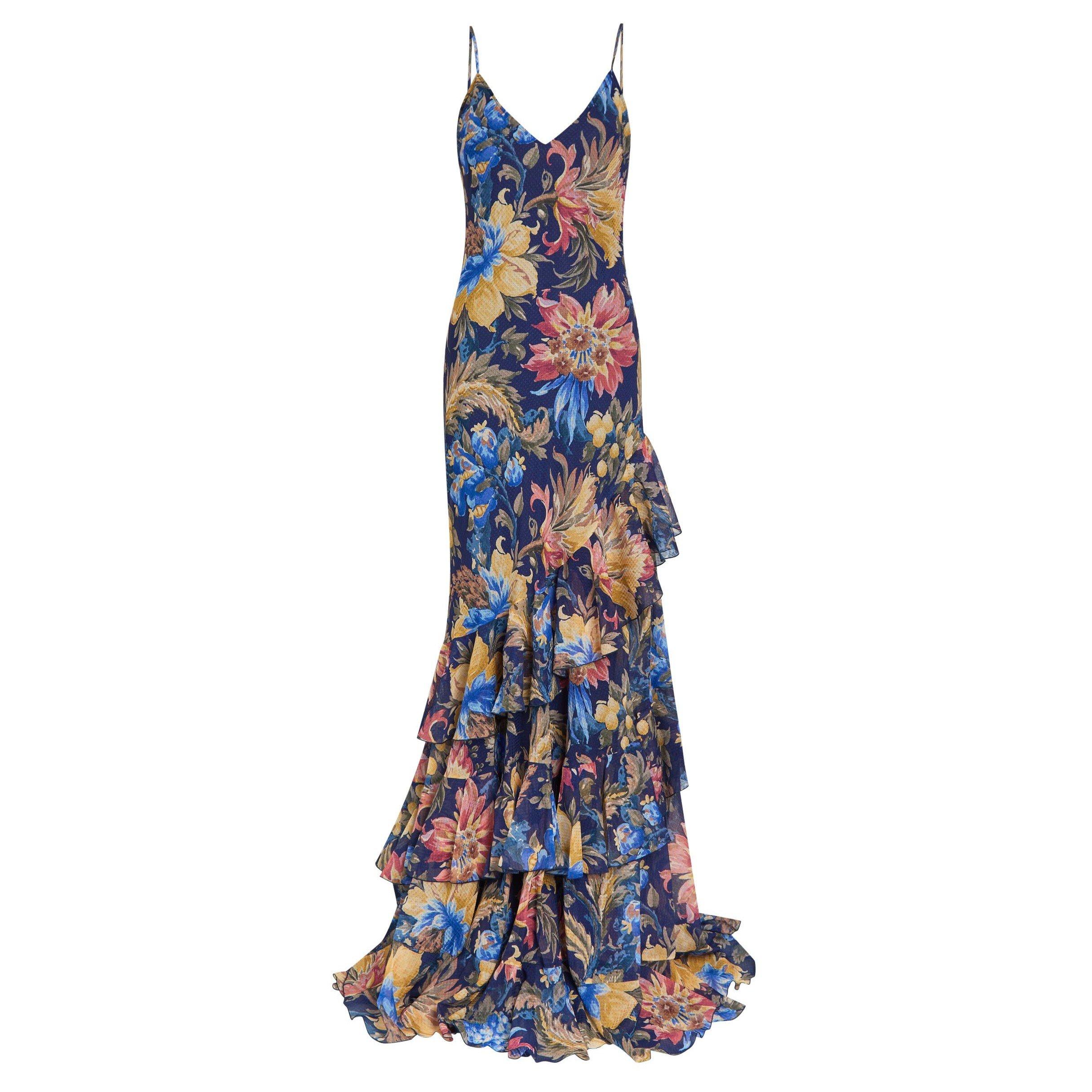 MULTICOLOURED - Etro - Women's Floral V-Neck Tiered Slim-Fit Maxi Dress - 1