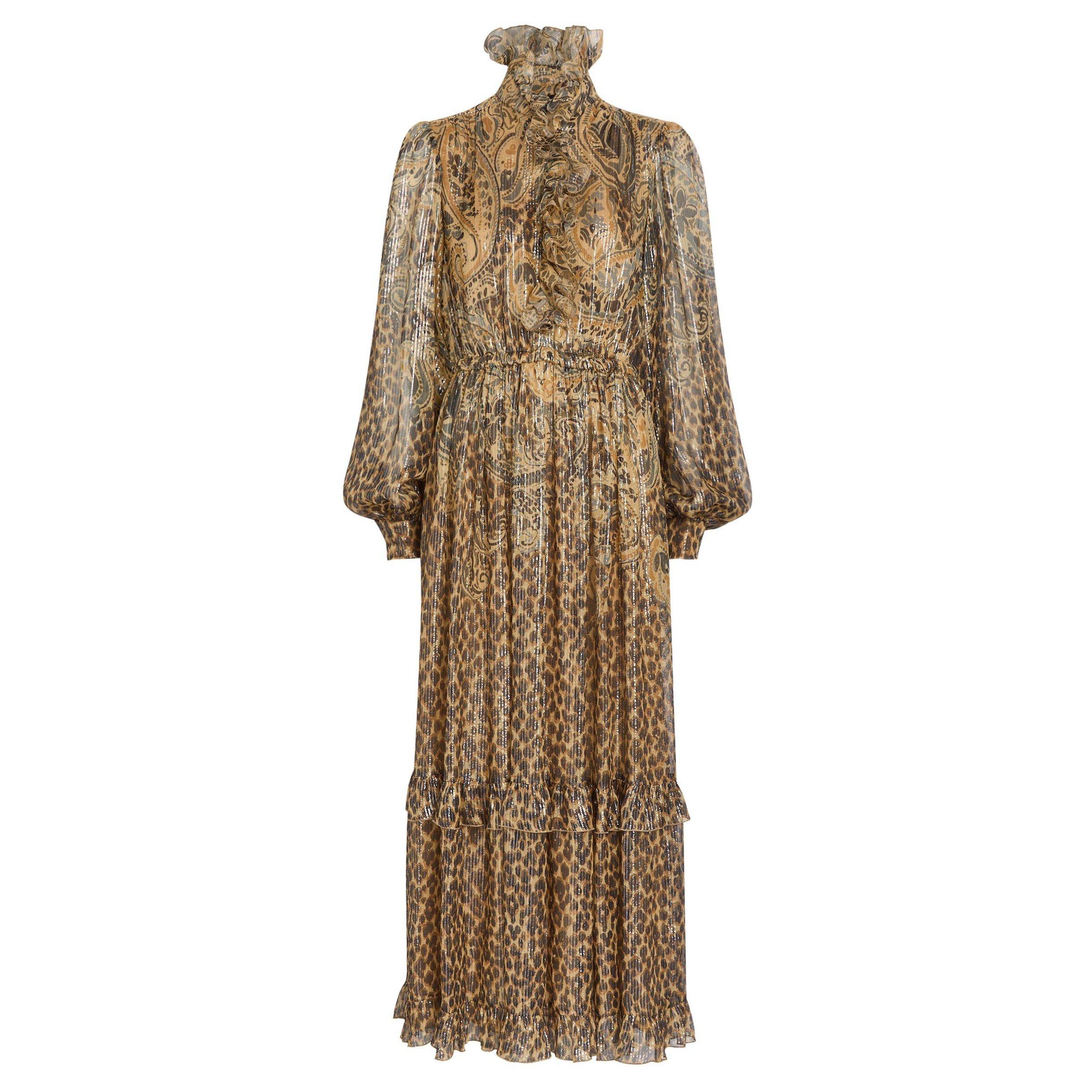MULTICOLOURED - Etro - Women's Silk V-Neck Puff-Sleeve Maxi Dress - 1
