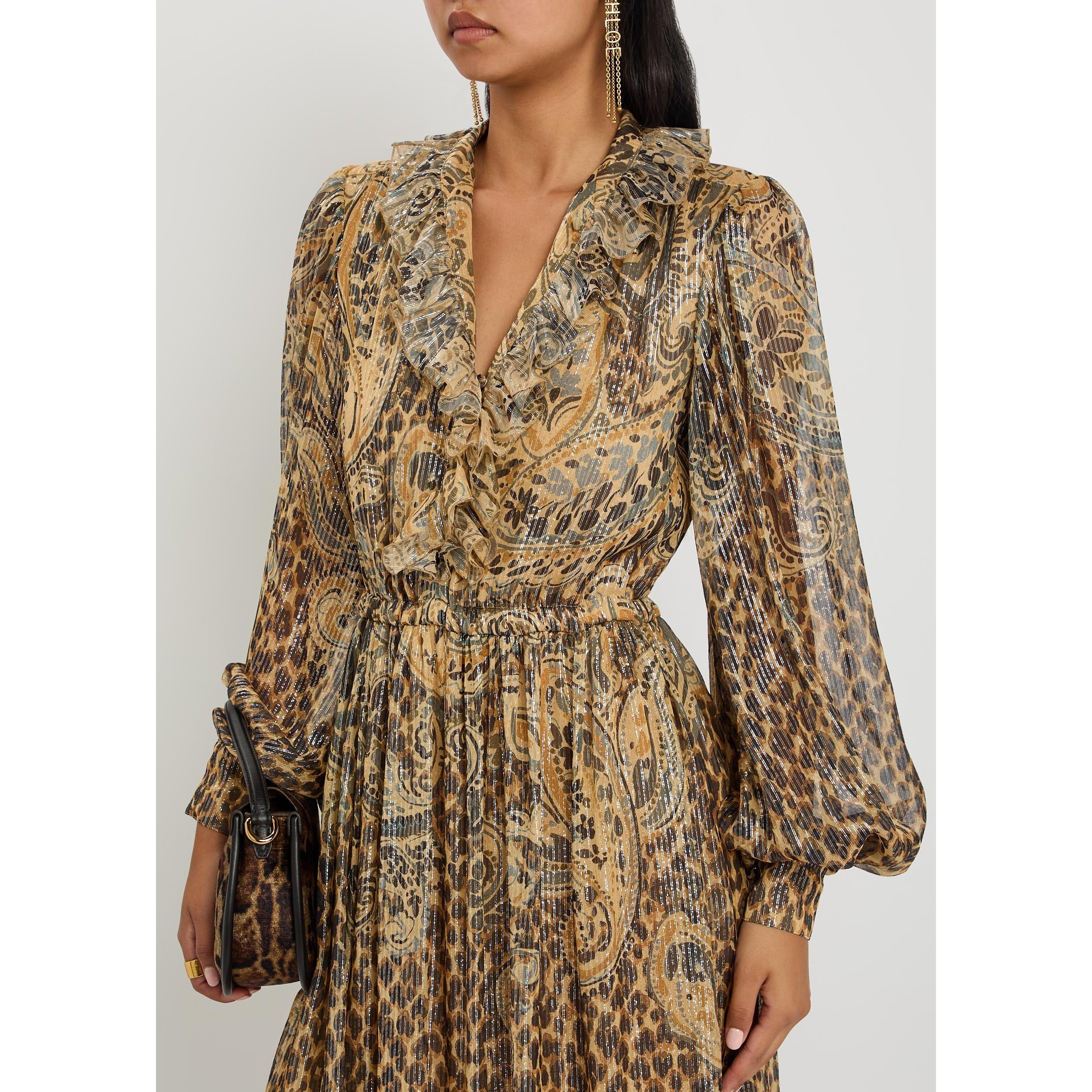 MULTICOLOURED - Etro - Women's Silk V-Neck Puff-Sleeve Maxi Dress - 4