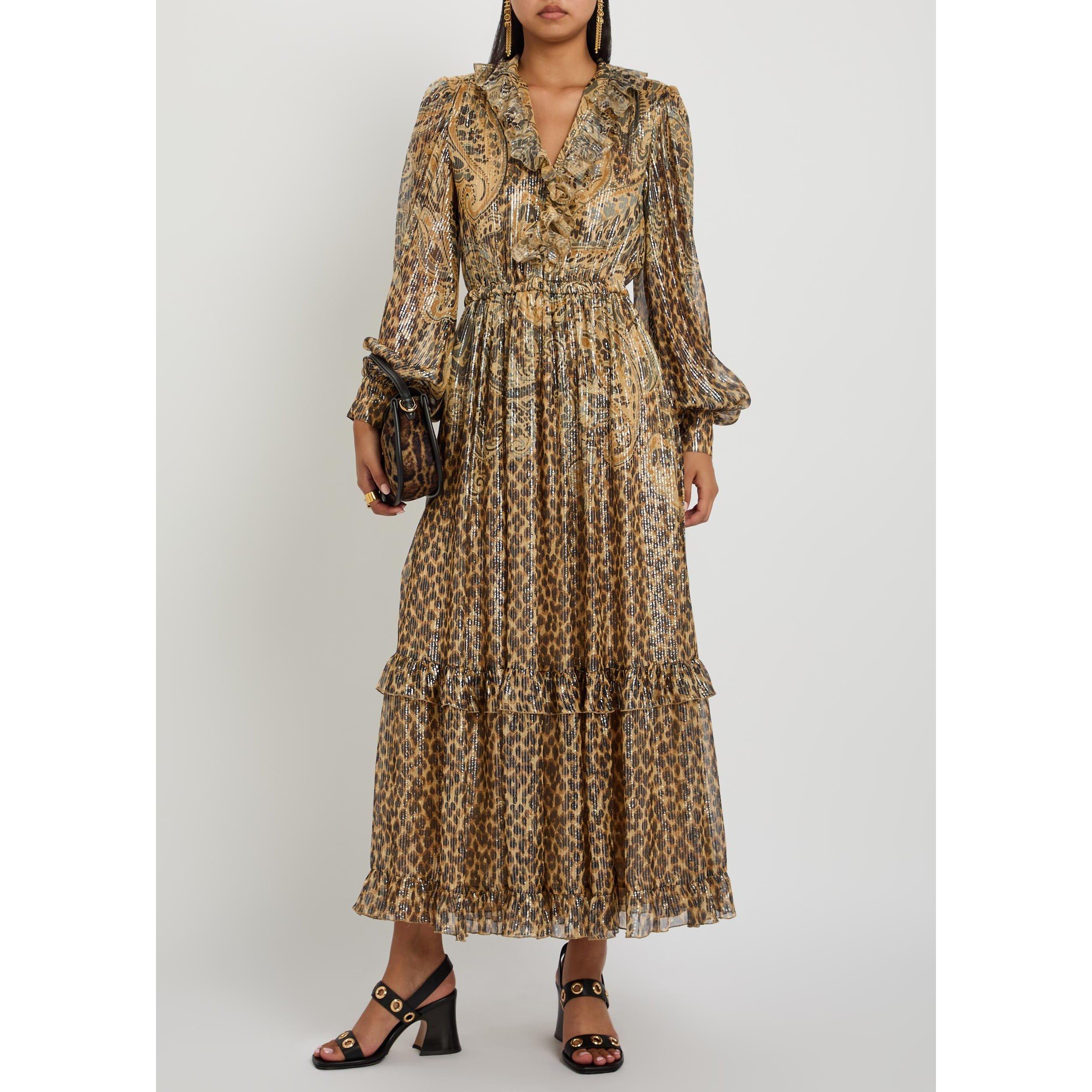 MULTICOLOURED - Etro - Women's Silk V-Neck Puff-Sleeve Maxi Dress - 5