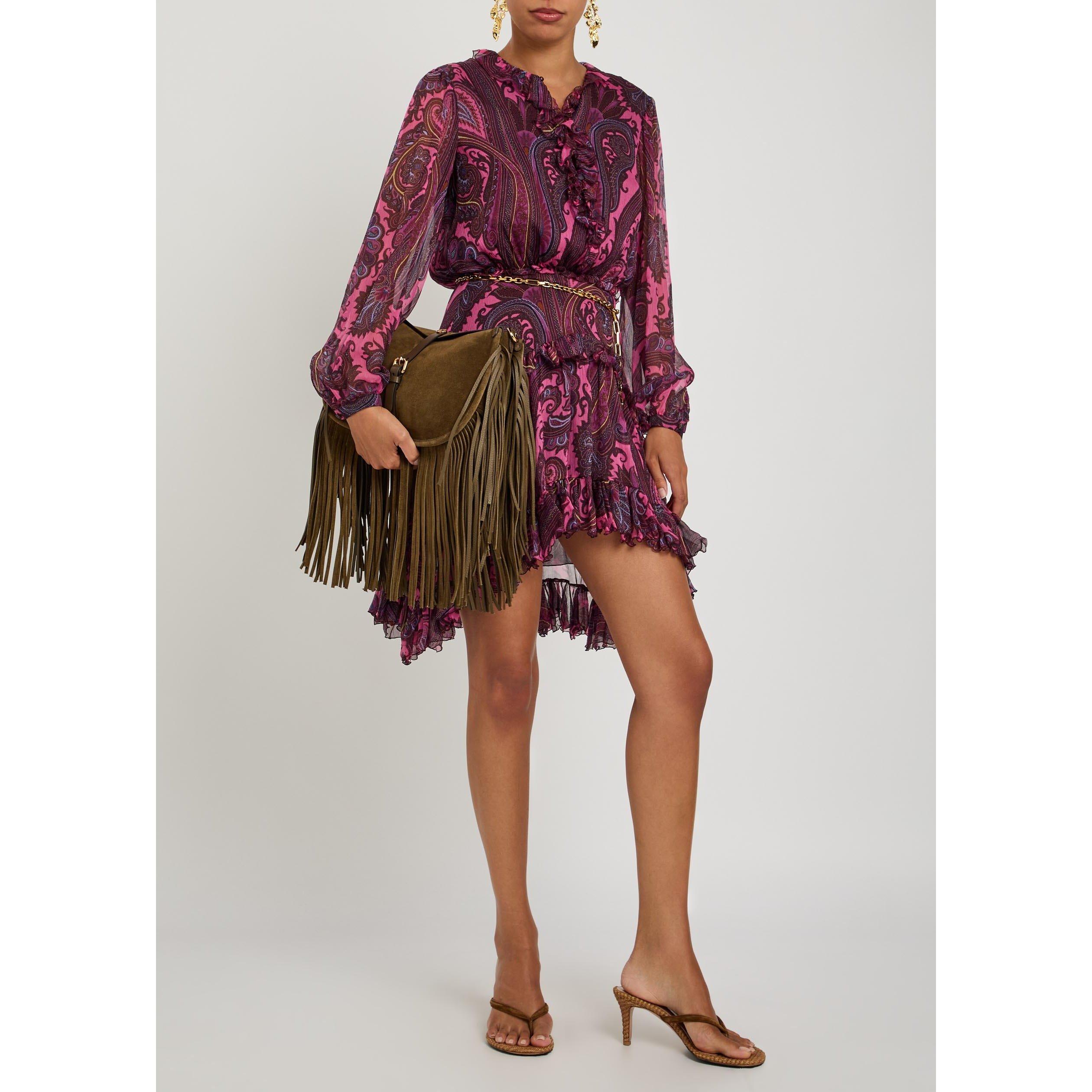 MULTICOLOURED - Etro - Women's Silk Ruffle Mini Dress - 5