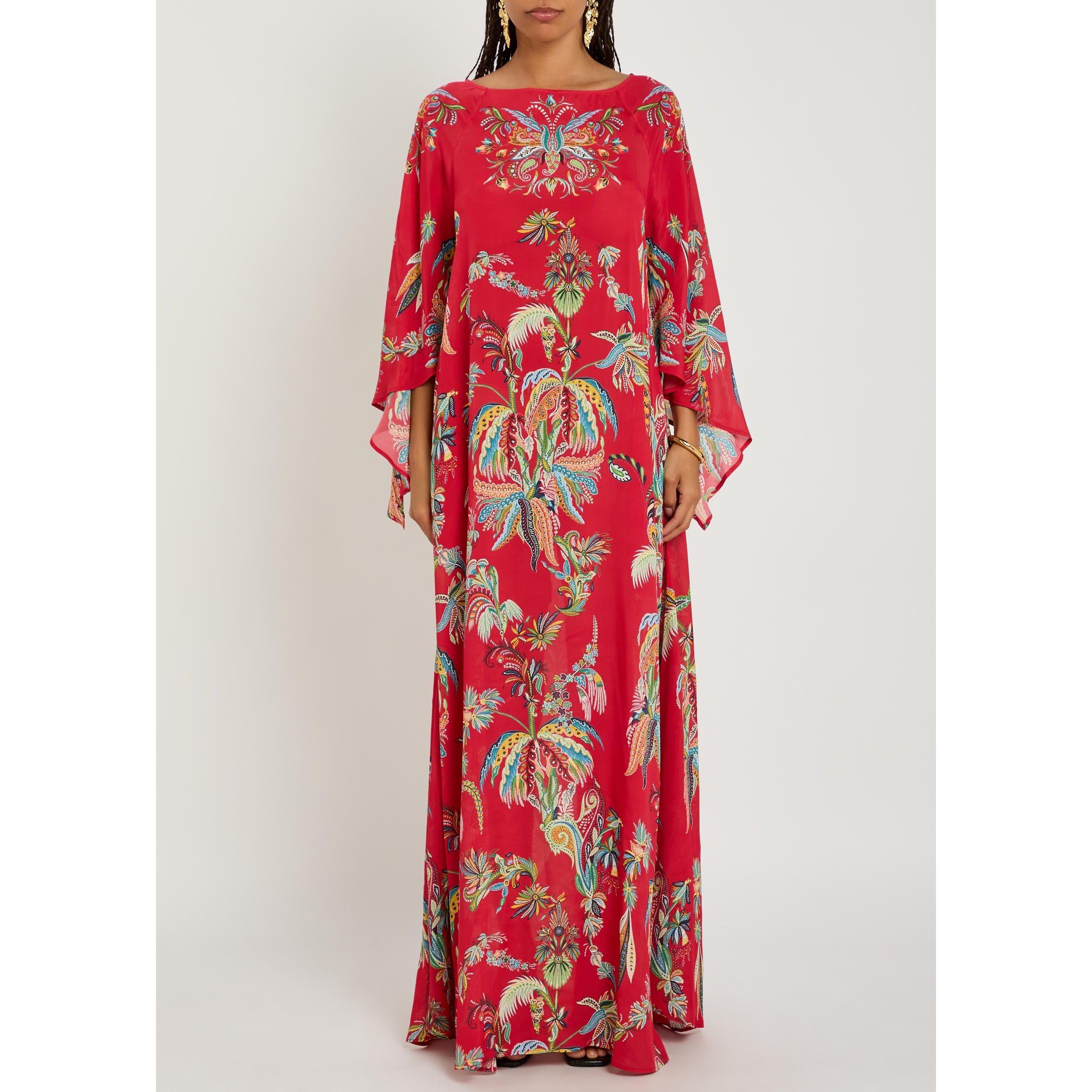 MULTICOLOURED - Etro - Women's Printed Viscose Boat-Neck Short-Sleeve Maxi Dress - 2