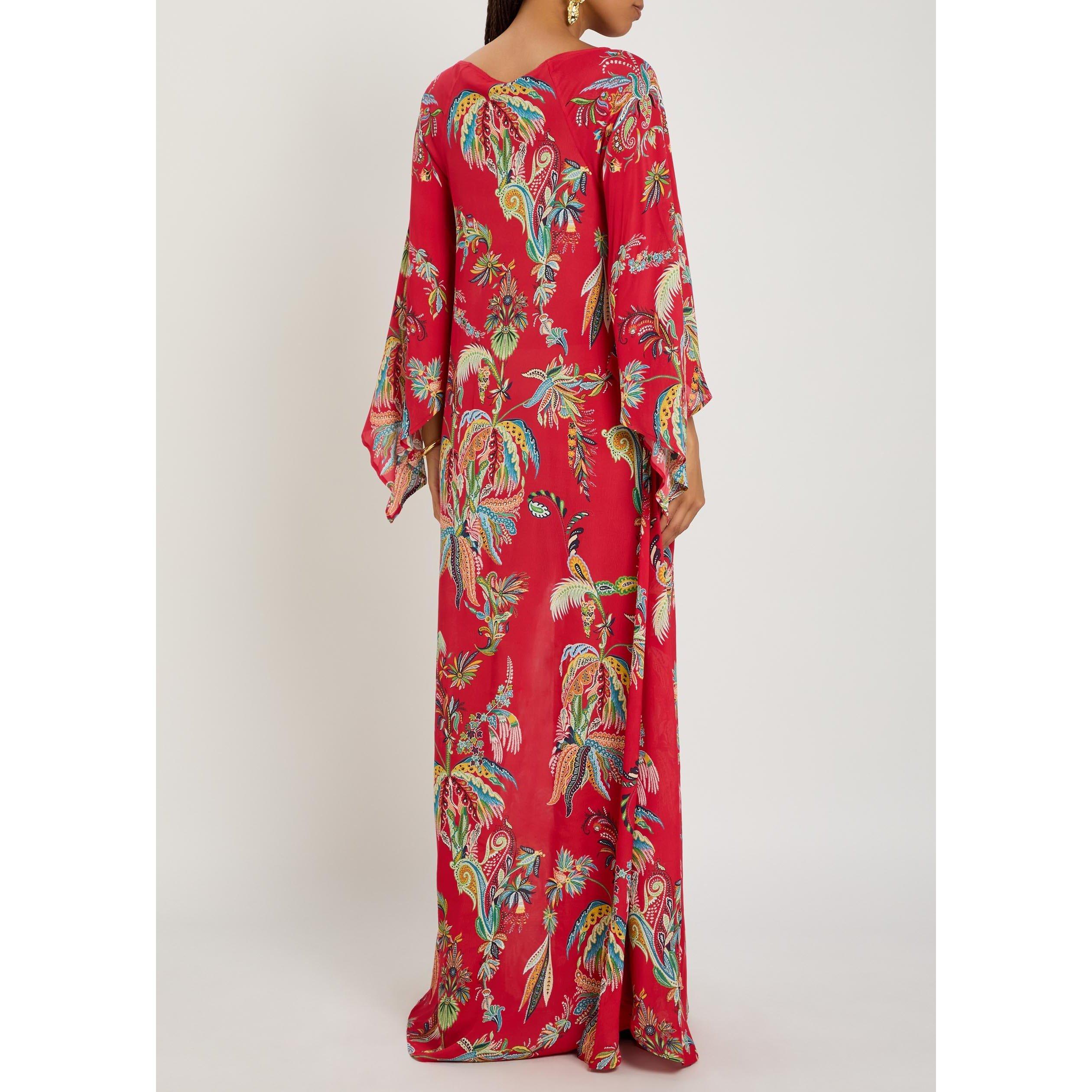 MULTICOLOURED - Etro - Women's Printed Viscose Boat-Neck Short-Sleeve Maxi Dress - 3