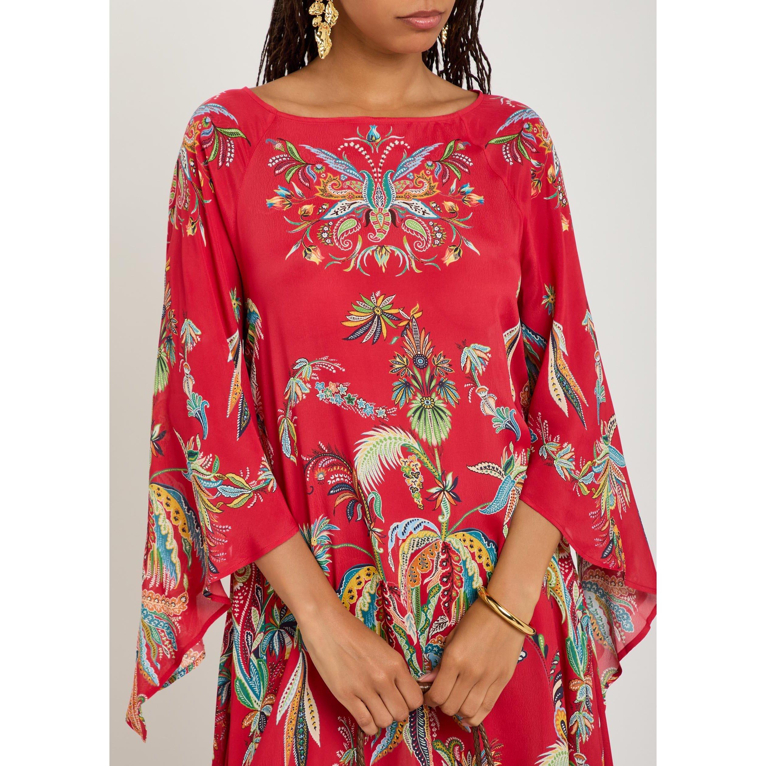 MULTICOLOURED - Etro - Women's Printed Viscose Boat-Neck Short-Sleeve Maxi Dress - 4