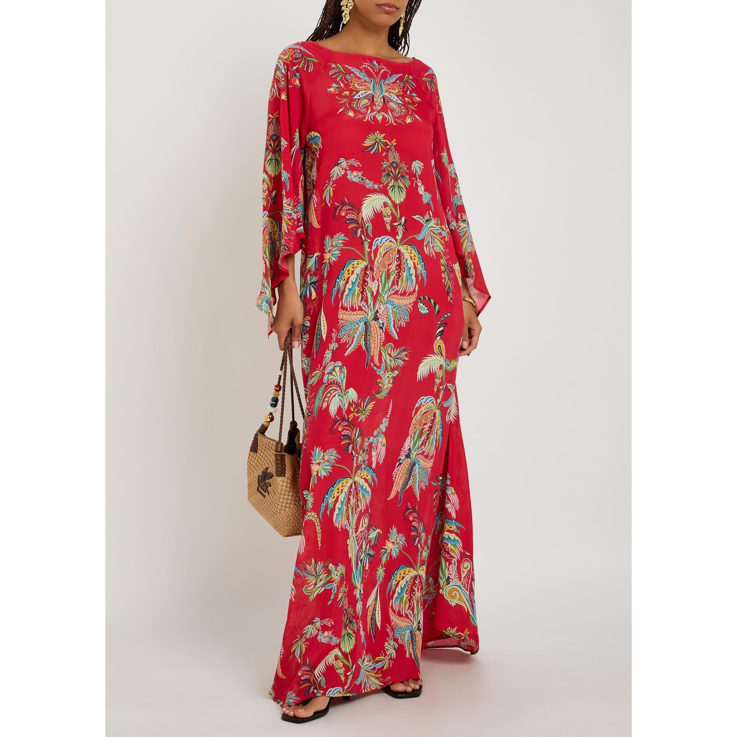 MULTICOLOURED - Etro - Women's Printed Viscose Boat-Neck Short-Sleeve Maxi Dress - 5