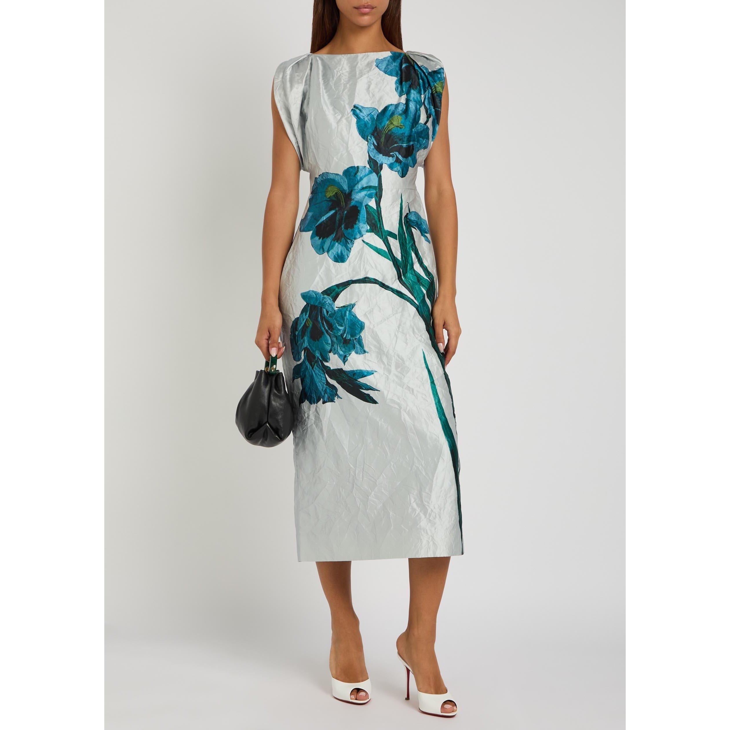 WHITE AND OTHER - Erdem - FLORAL TEXTURED SATIN SHORT SL - 5