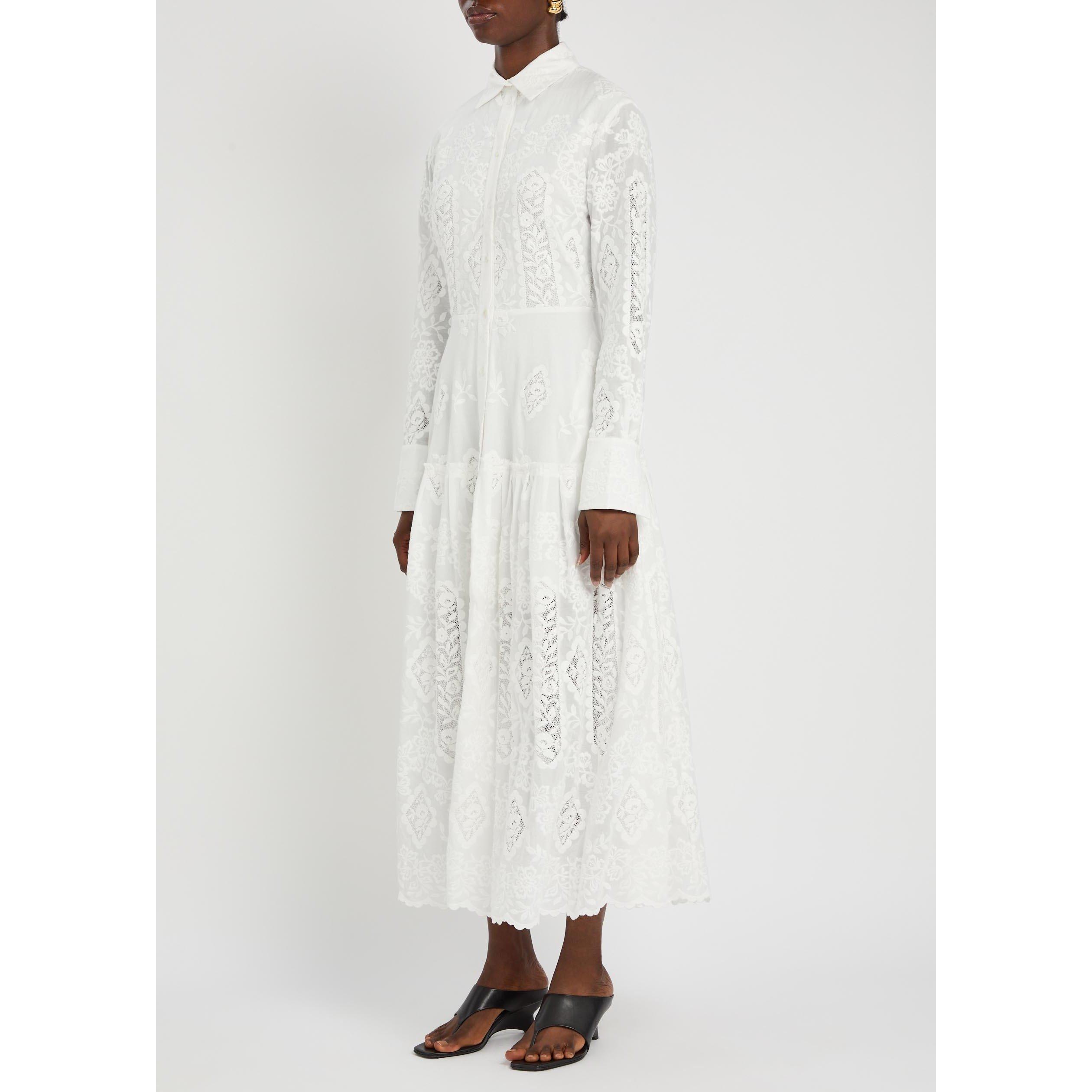 WHITE - Erdem - EMBROIDERED COTTON LONG SLEEVE - 3