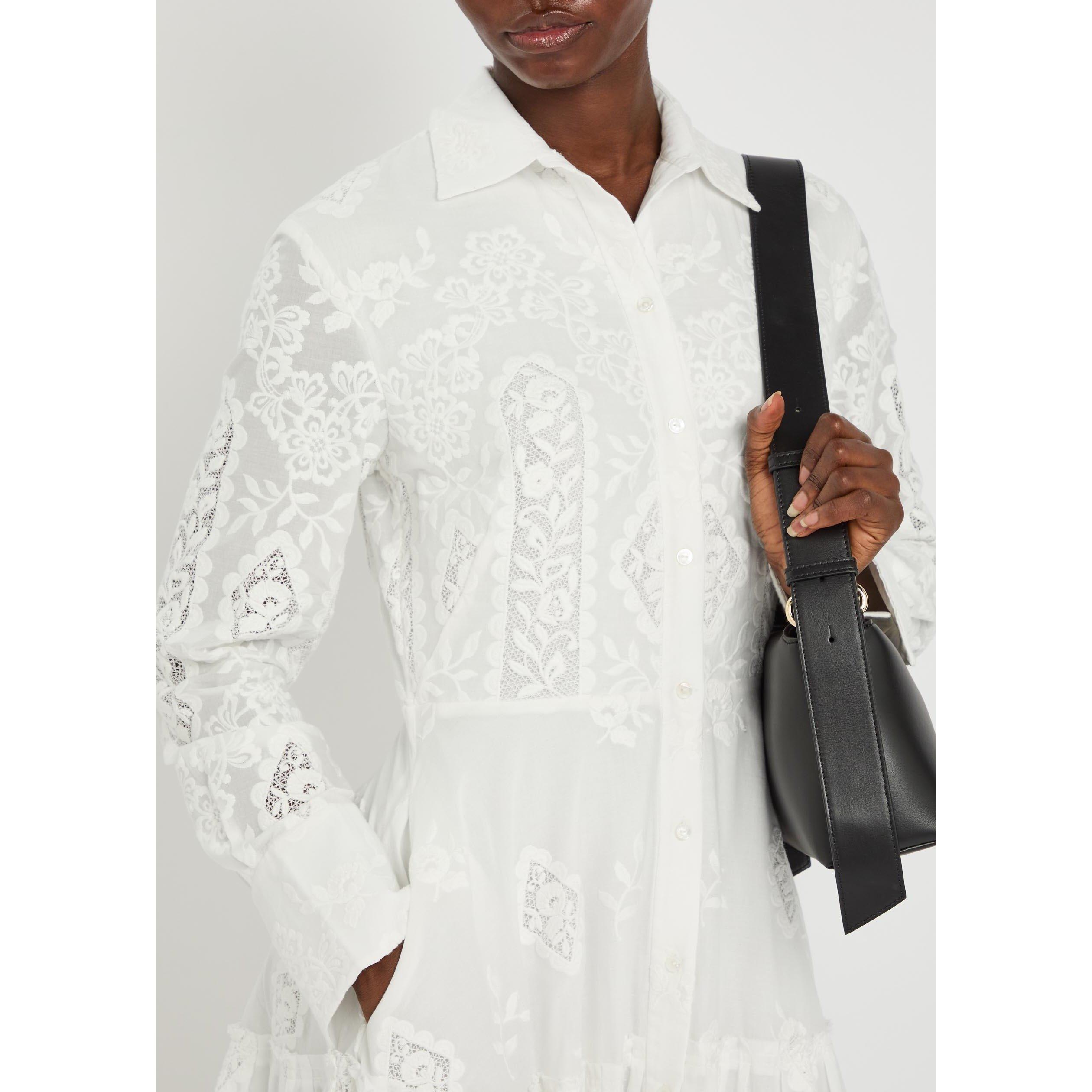WHITE - Erdem - EMBROIDERED COTTON LONG SLEEVE - 4