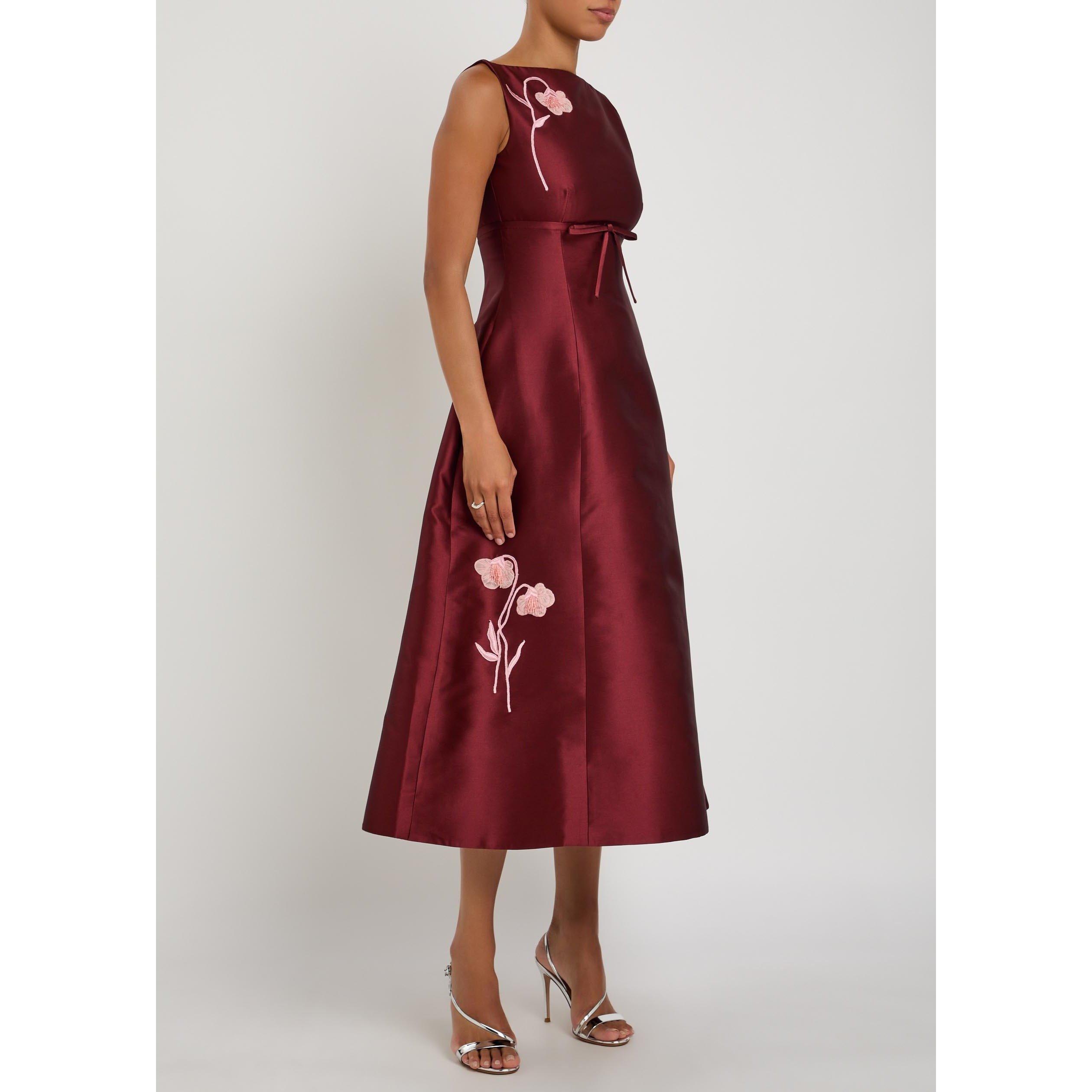 BORDEAUX - Erdem - EMBROIDERED MIKADO SLEEVELESS - 2