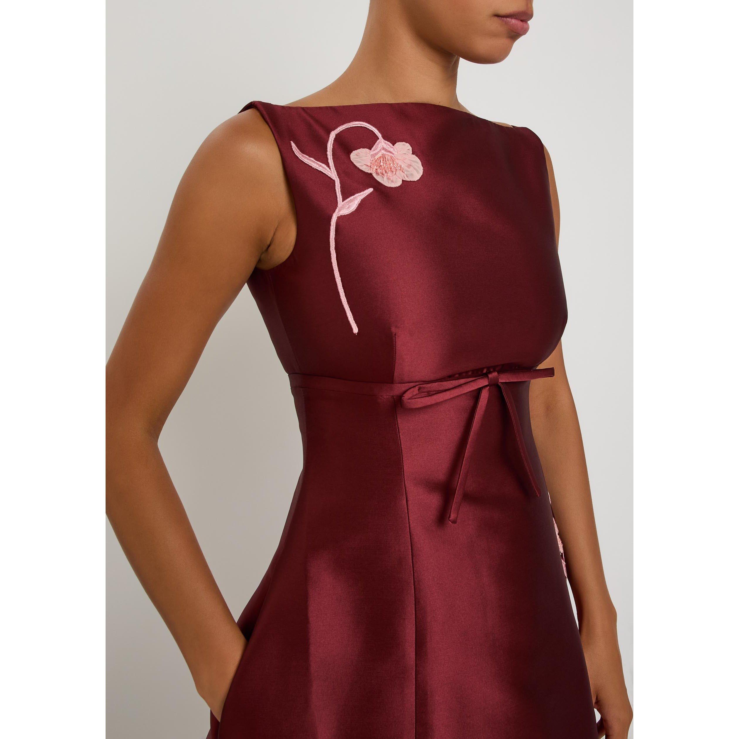 BORDEAUX - Erdem - EMBROIDERED MIKADO SLEEVELESS - 4