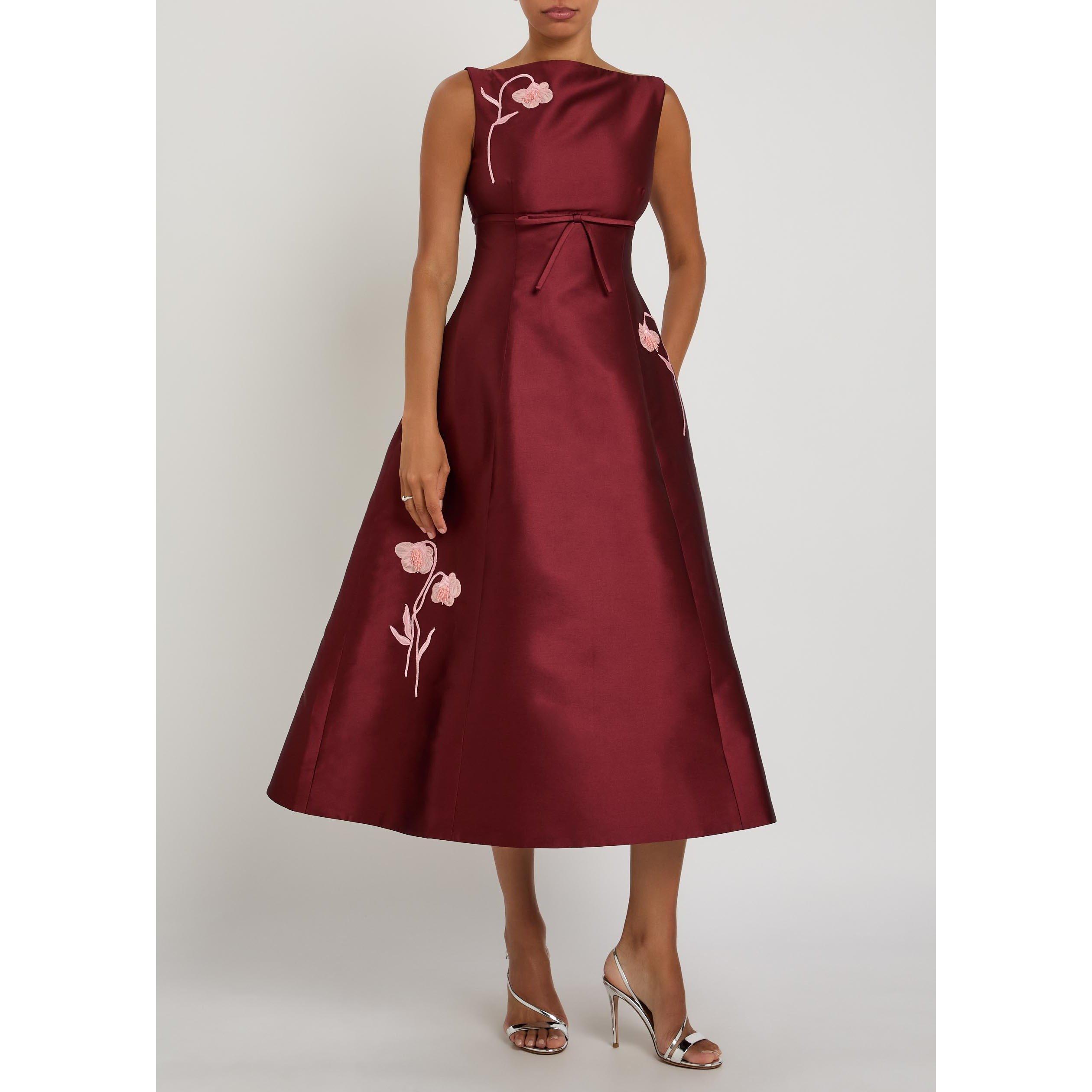 BORDEAUX - Erdem - EMBROIDERED MIKADO SLEEVELESS - 5