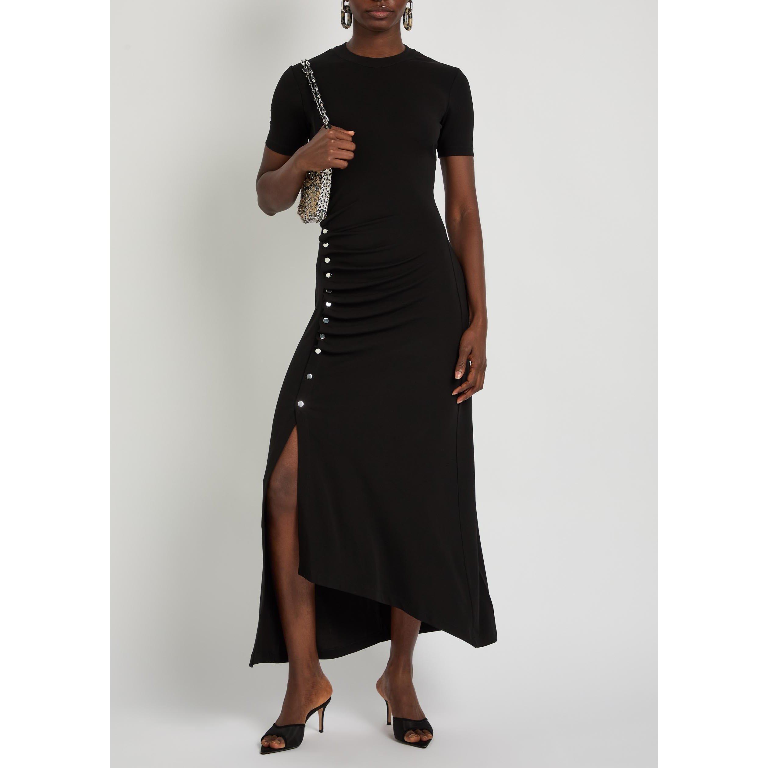 BLACK - Rabanne - Women's Viscose Slim-Fit Maxi Dress - 5