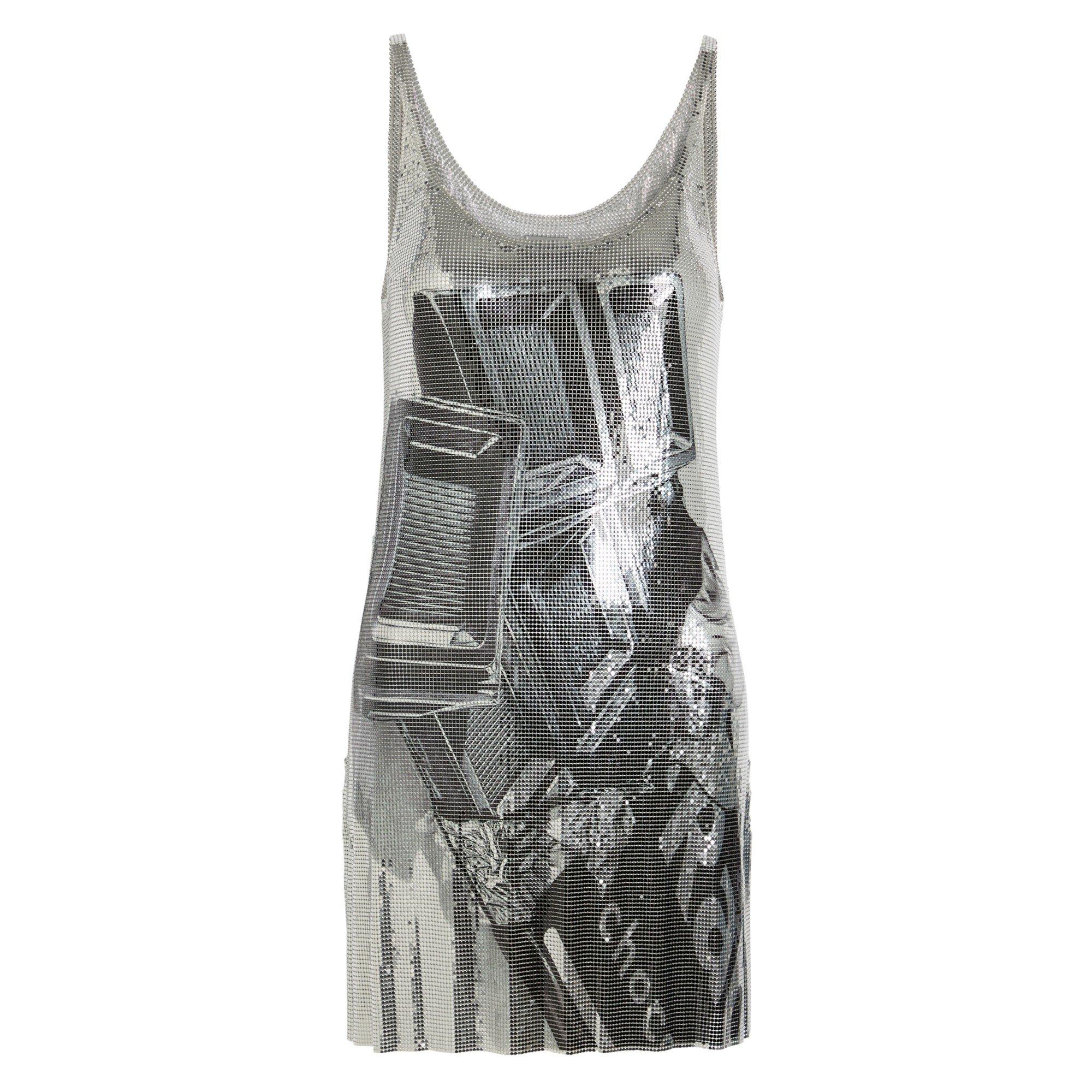 WHITE AND BLUE - Rabanne - Women's Mesh Mini Dress - 1