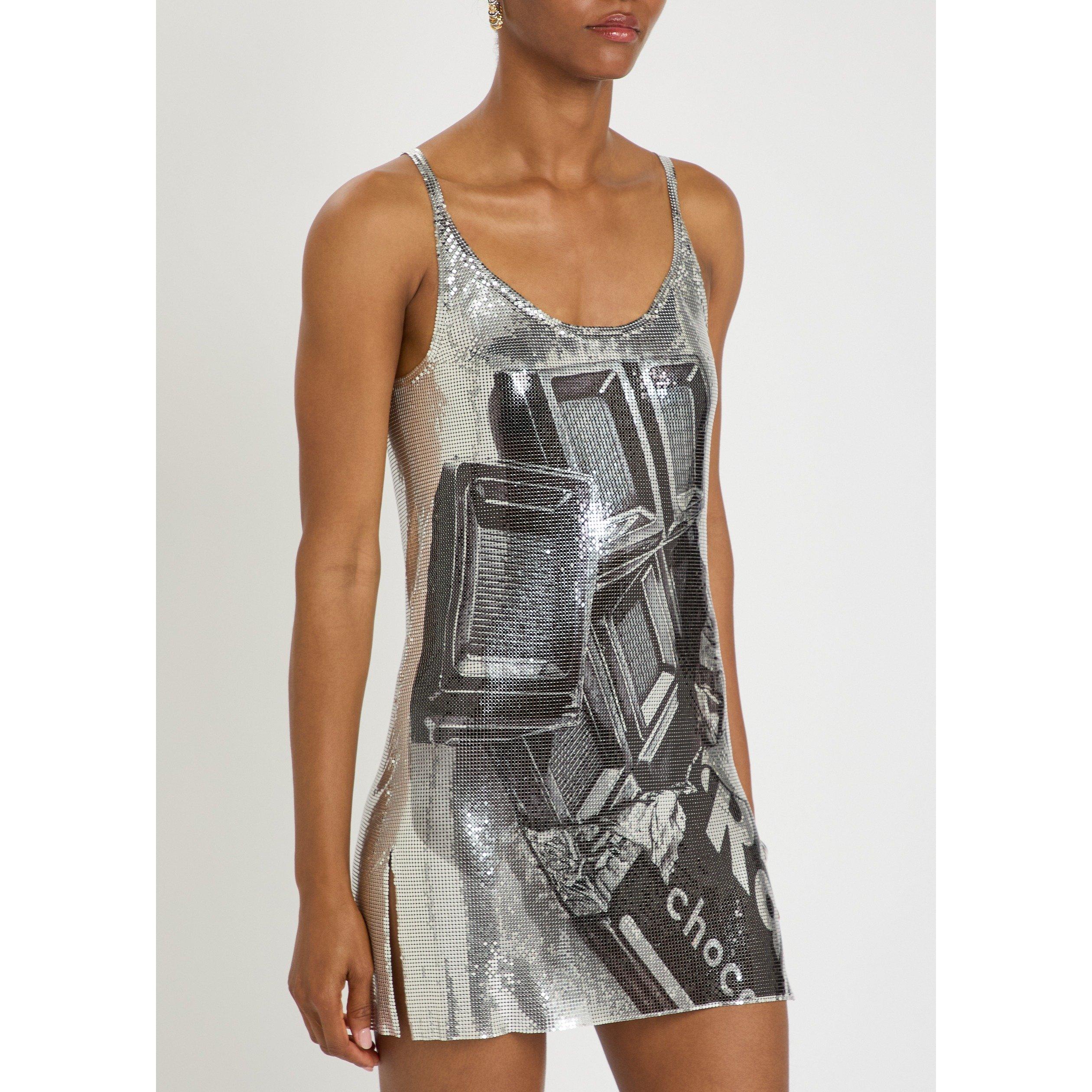 WHITE AND BLUE - Rabanne - Women's Mesh Mini Dress - 2