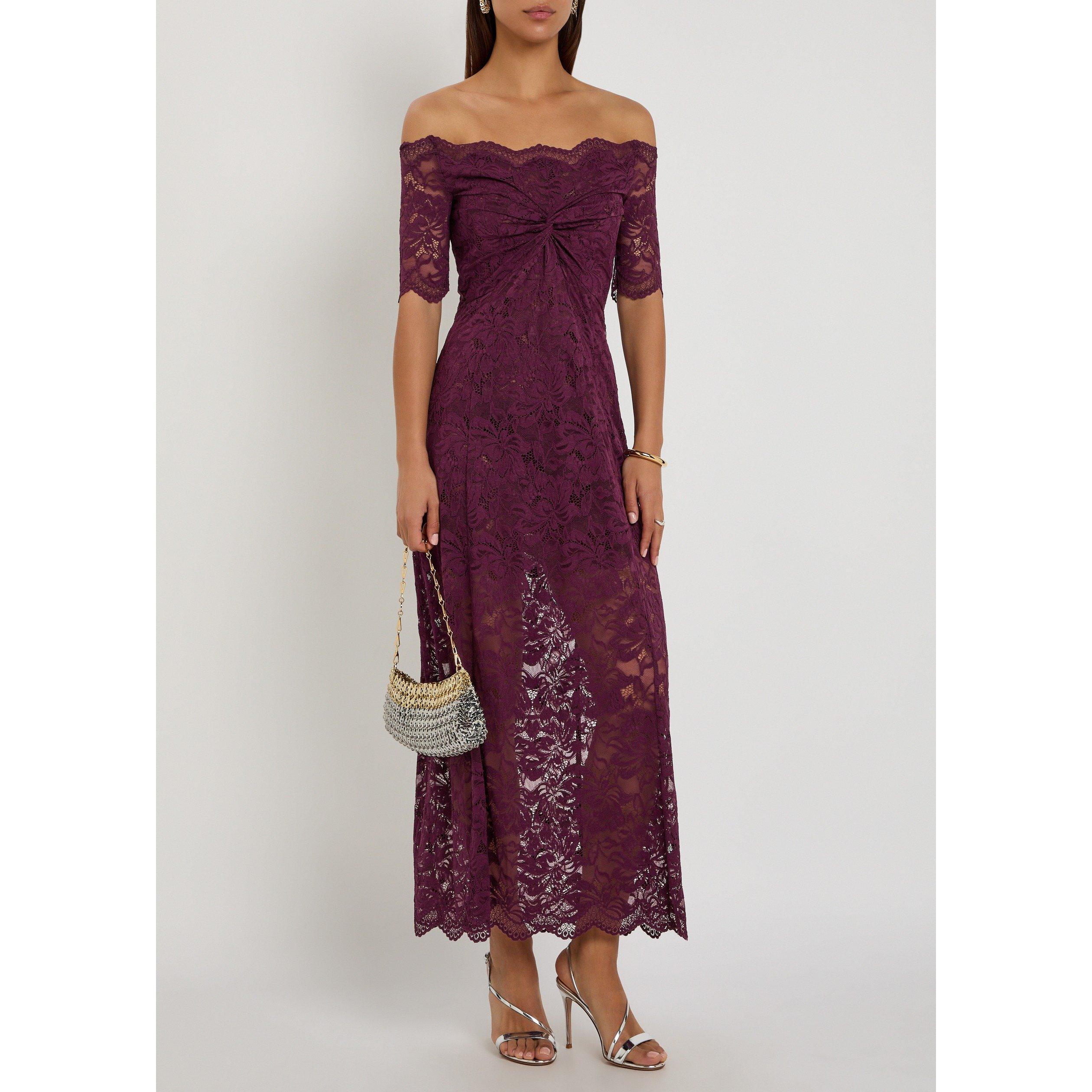 PURPLE - Rabanne - Women's Short-Sleeve Lace Maxi Dress - 5