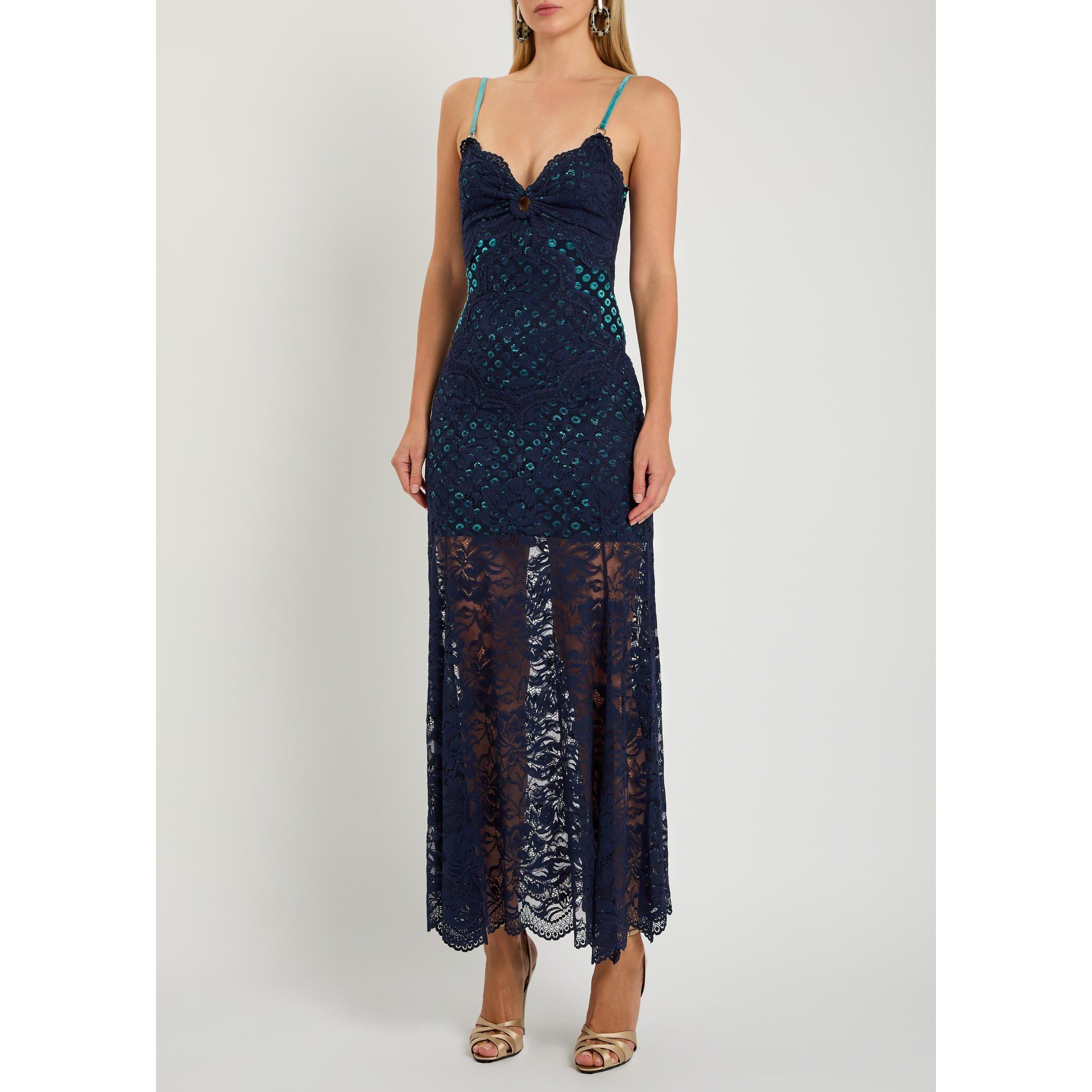 NAVY - Rabanne - Women's Slim-Fit Lace Maxi Dress - 2