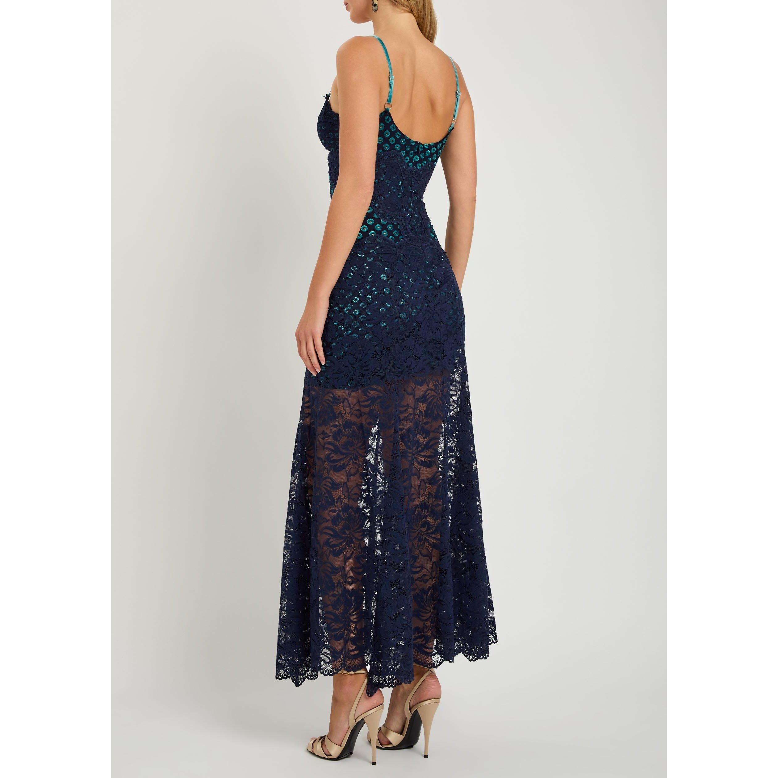 NAVY - Rabanne - Women's Slim-Fit Lace Maxi Dress - 3