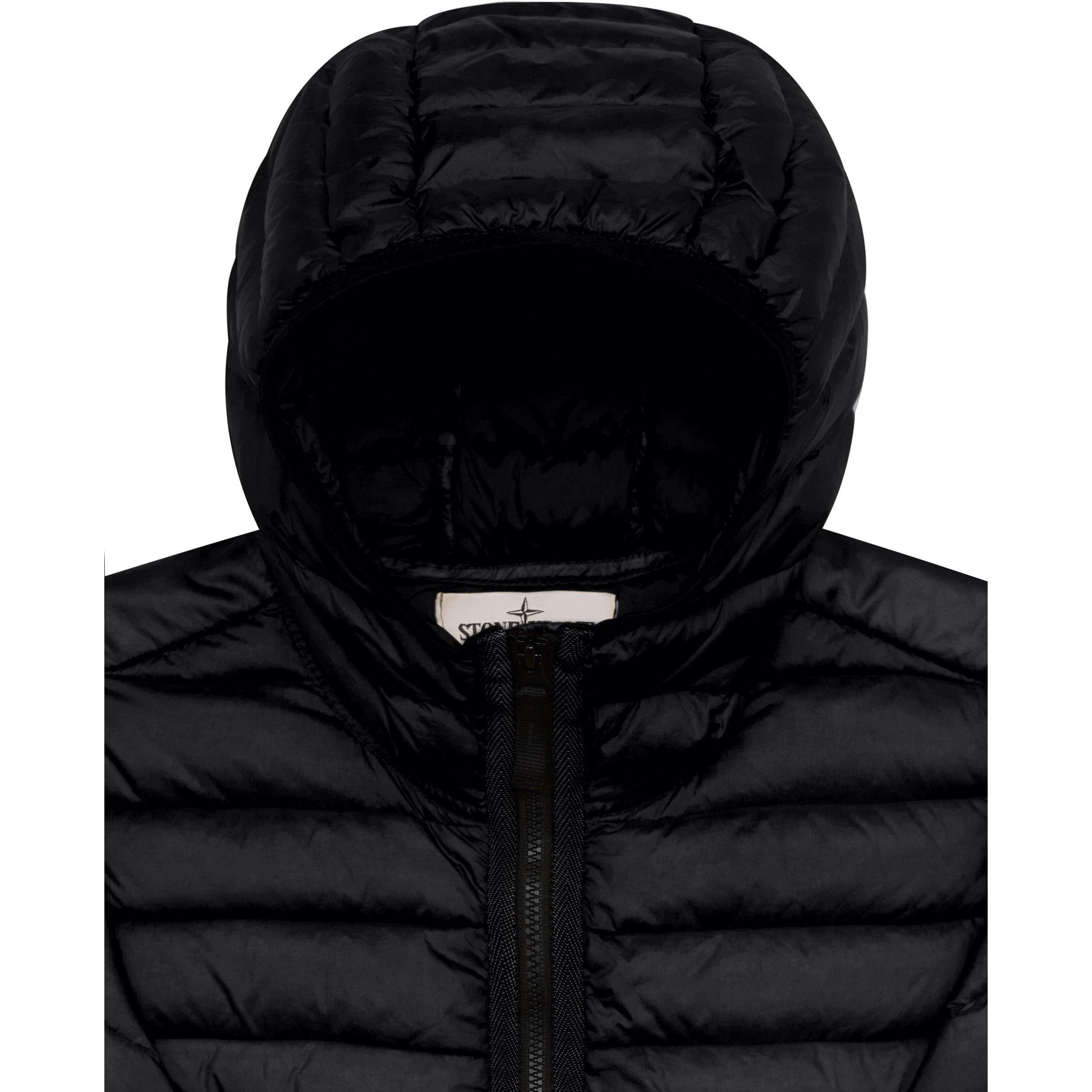 Black V0029 - Stone Island - Kids' Down Hooded Long Sleeve Oversized Fit Short Puffer Jacket - 3