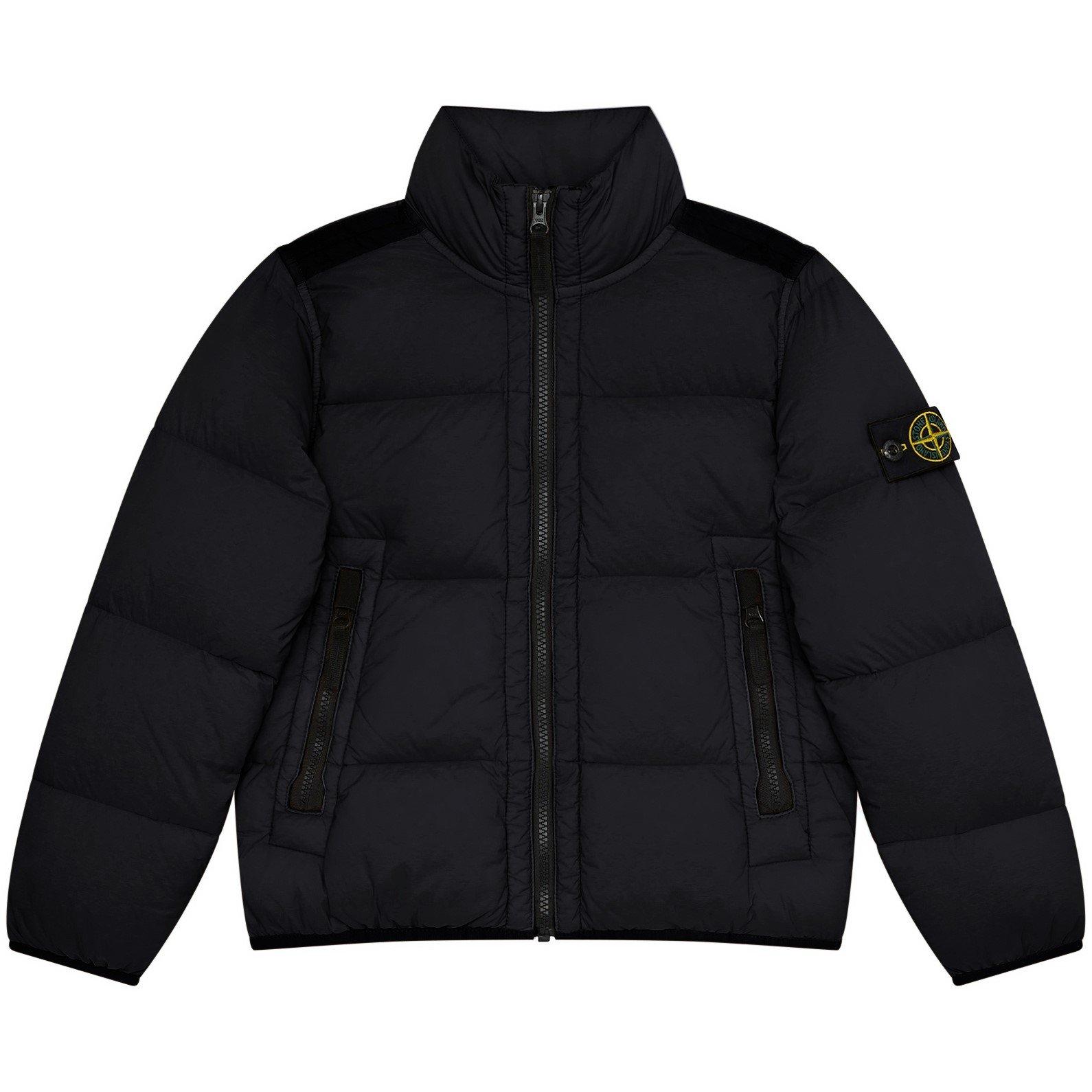 Black V0029 - Stone Island - Kids' Tunnel Down Long Sleeve Short Puffer Jacket - 1