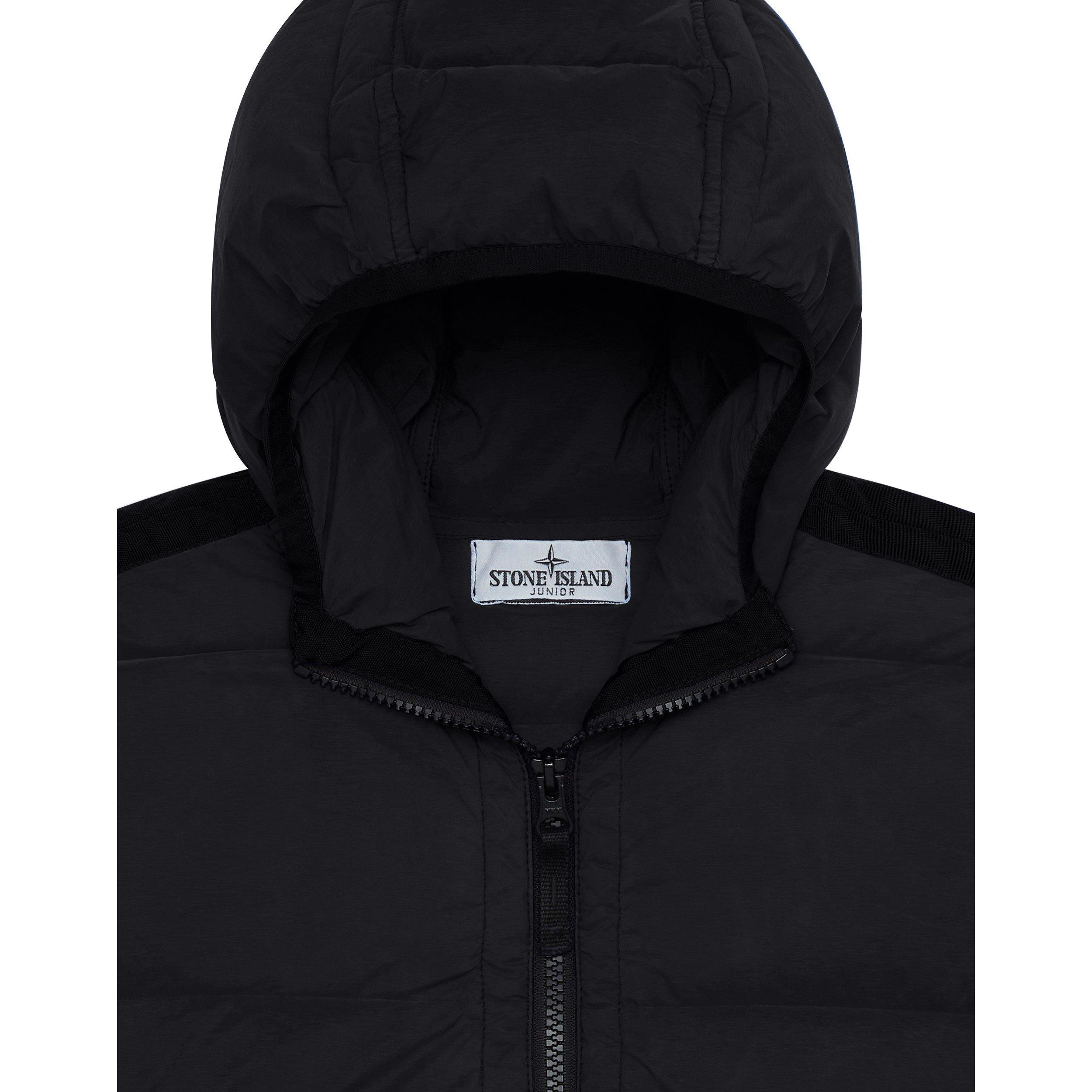 Black V0029 - Stone Island - Kids' Vera Hooded Goose Down Short Puffer Jacket - 3