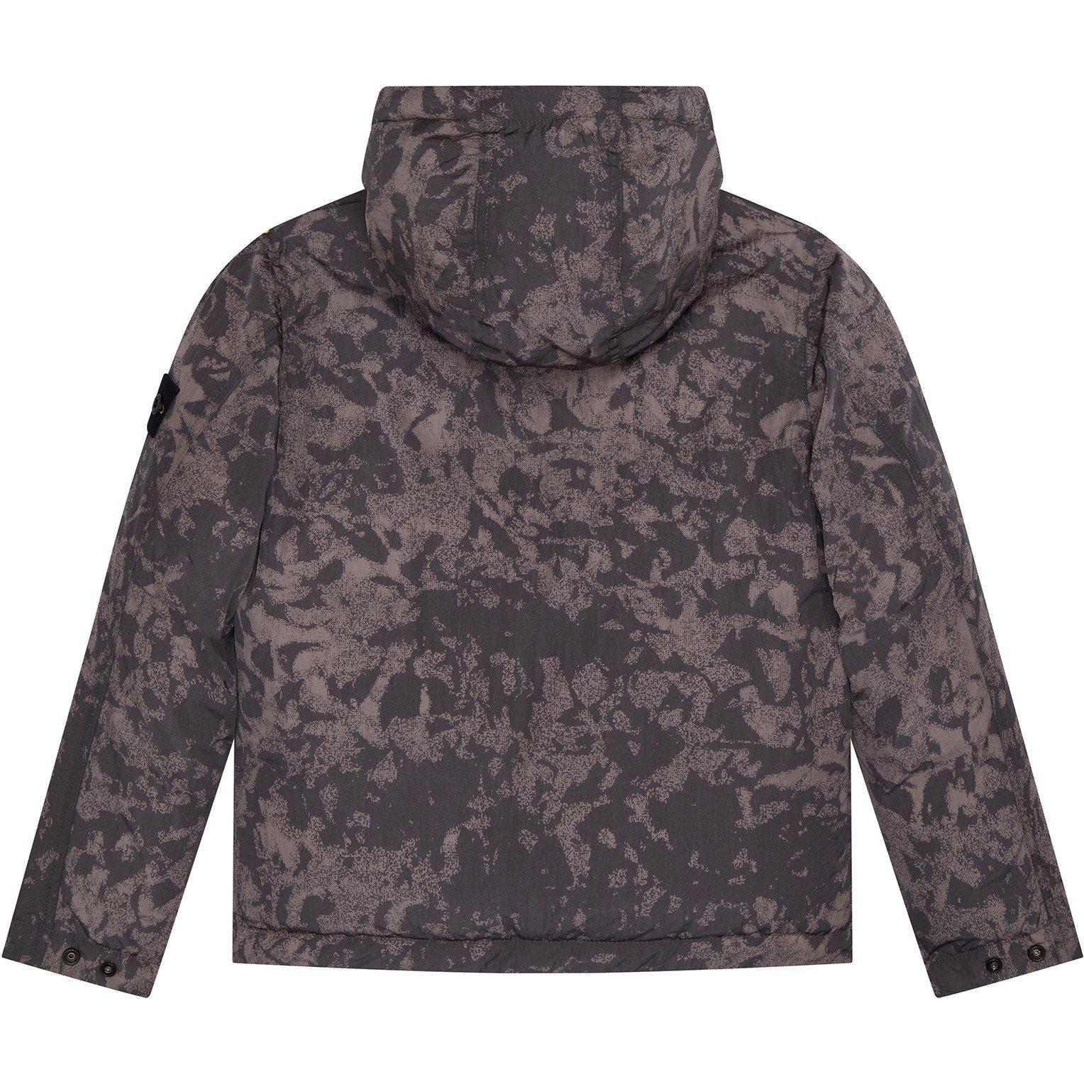 Black V0029 - Stone Island - Kids' Camo Hooded Duck Down Short Puffer Jacket - 2