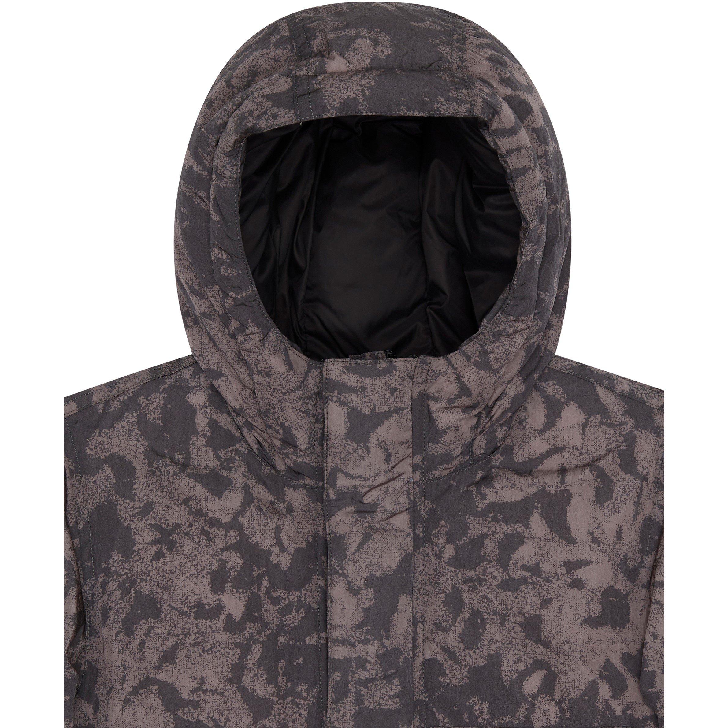Black V0029 - Stone Island - Kids' Camo Hooded Duck Down Short Puffer Jacket - 3