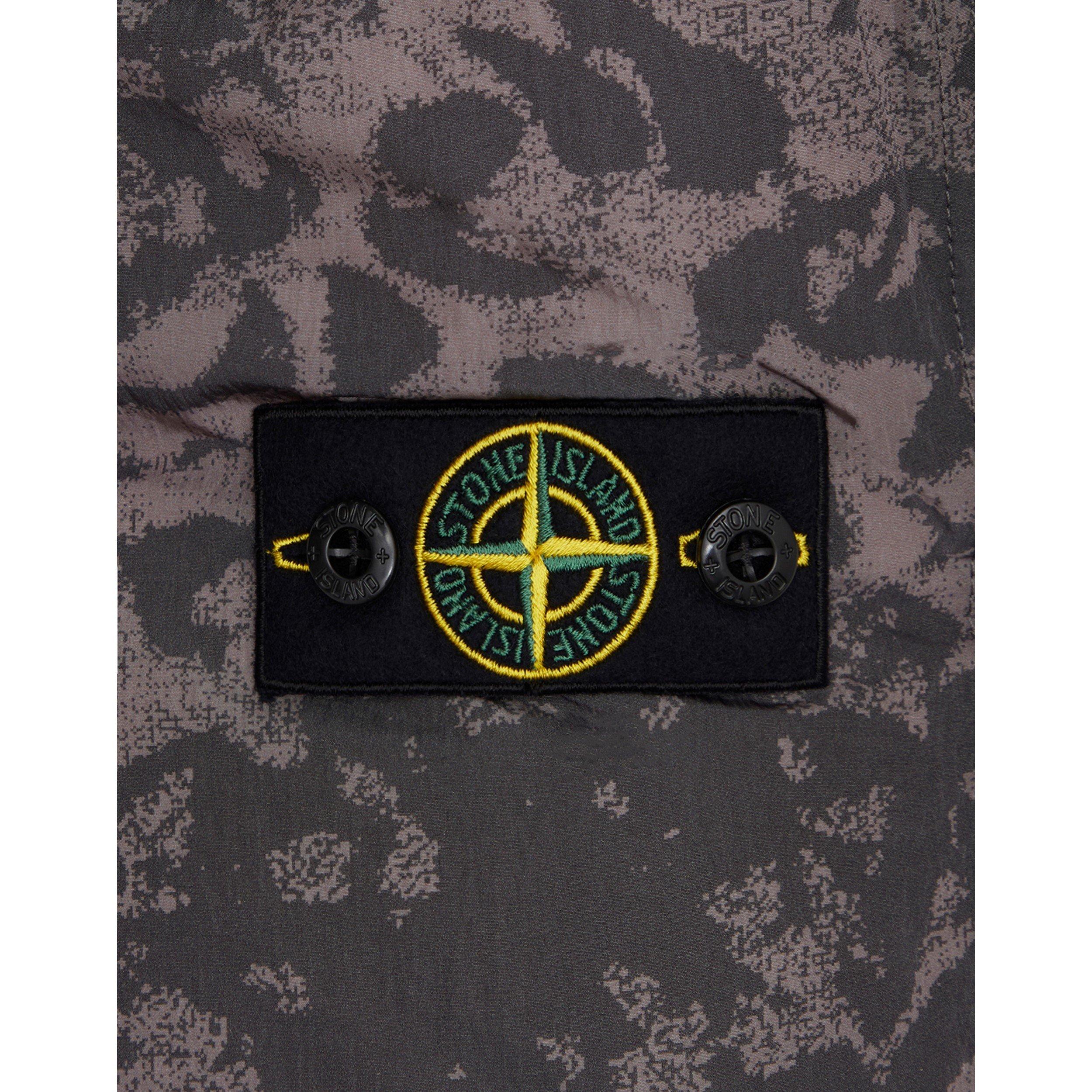 Black V0029 - Stone Island - Kids' Camo Hooded Duck Down Short Puffer Jacket - 4