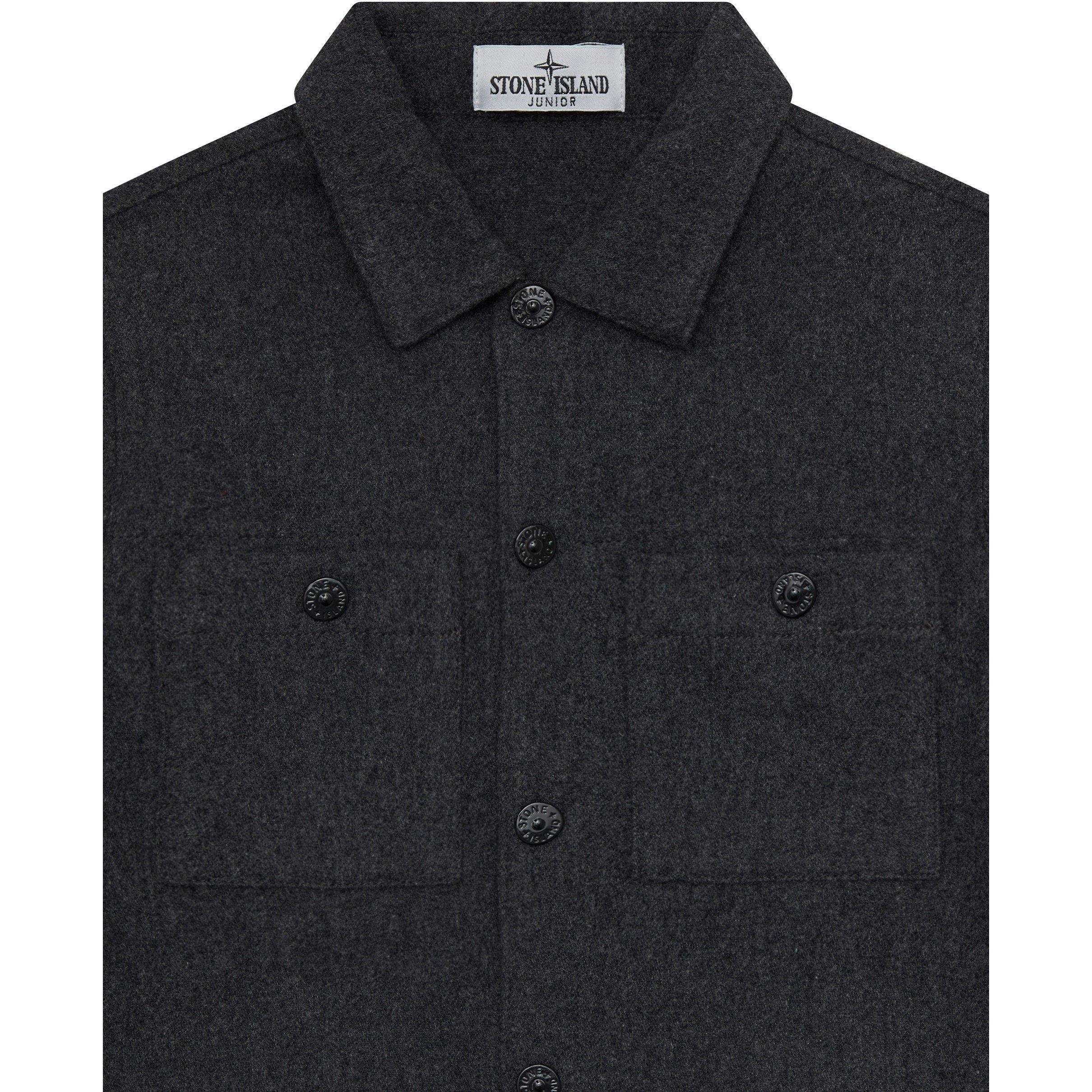 Grey Mel V0M67 - Stone Island - Kids'  Wool Long Sleeve Overshirt - 3