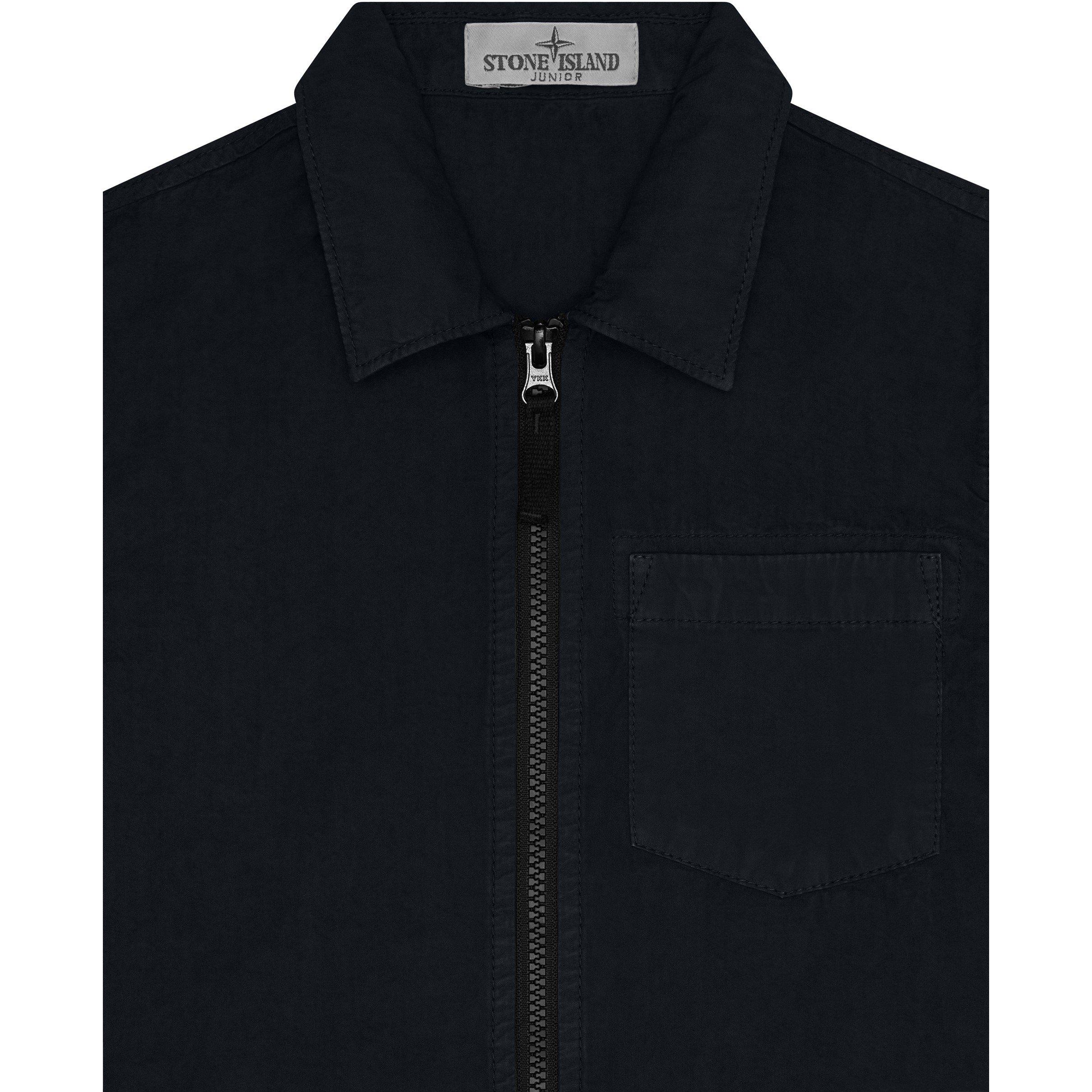 Navy V0120 - Stone Island - Kids'  Canvas Cotton Long Sleeve Overshirt - 3