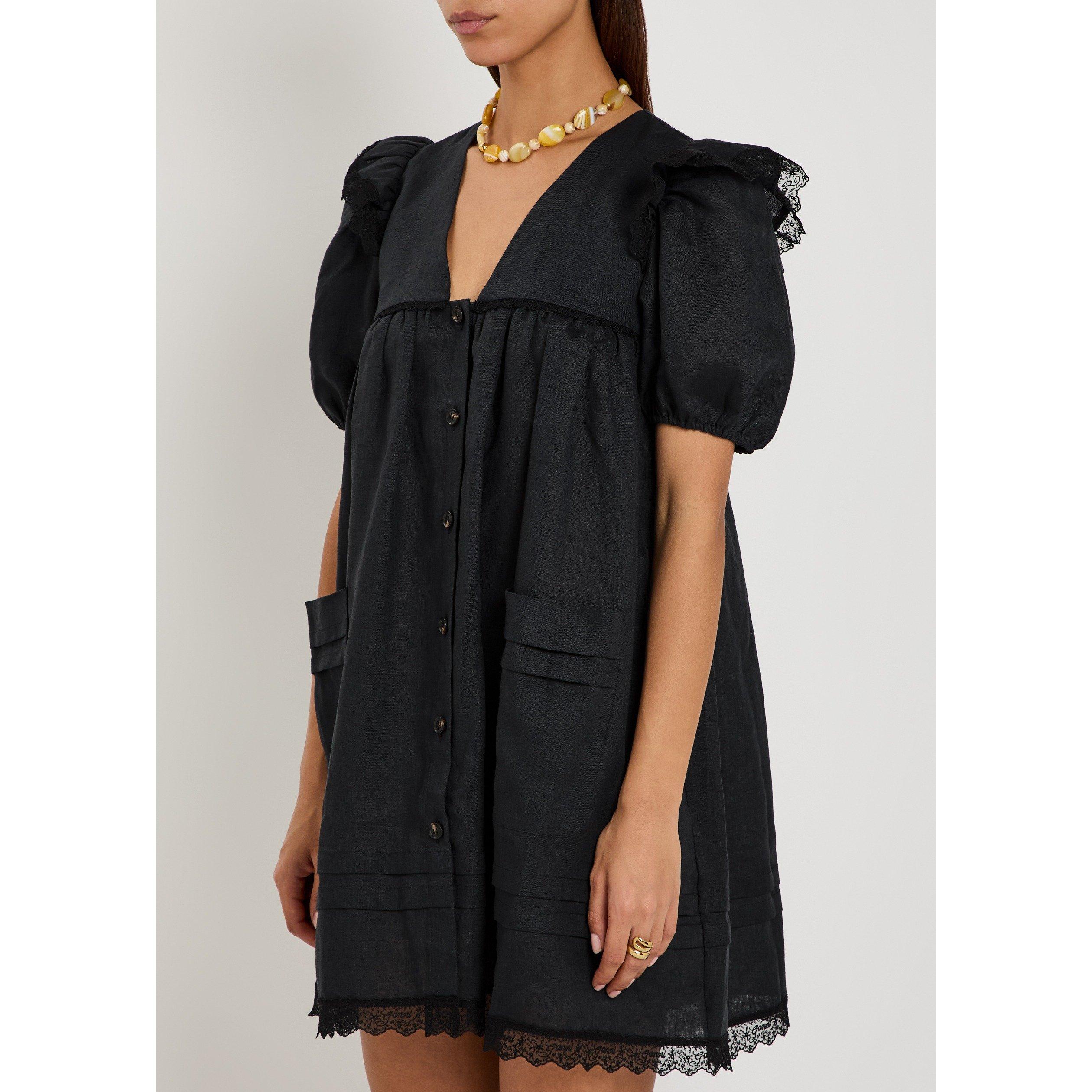 BLACK - Ganni - SD Light Linen Angel Dress - 2