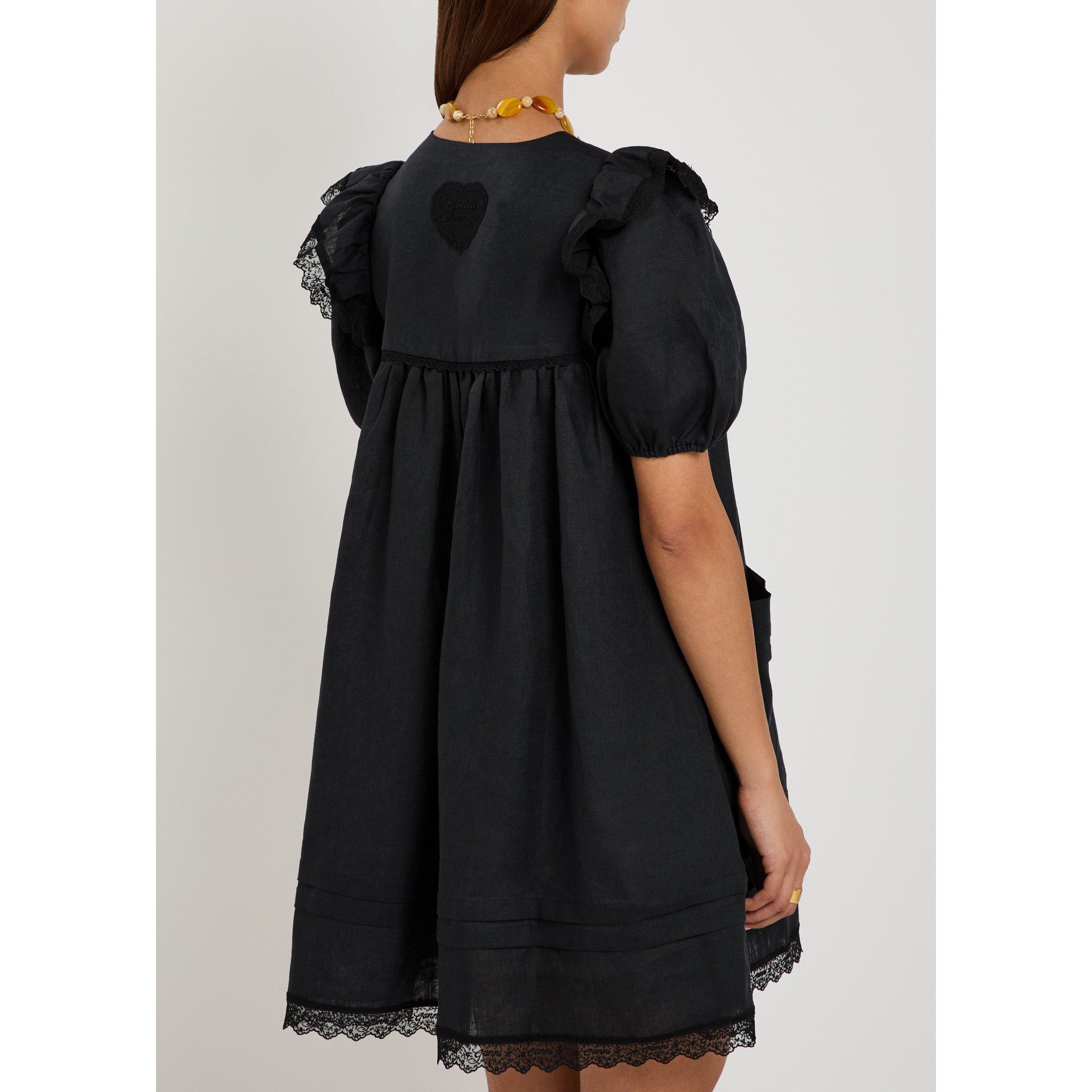 BLACK - Ganni - SD Light Linen Angel Dress - 3