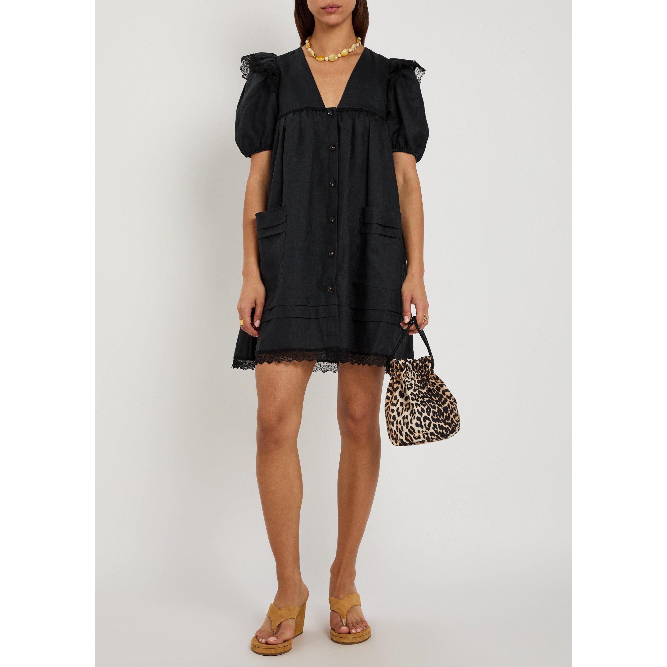 BLACK - Ganni - SD Light Linen Angel Dress - 5