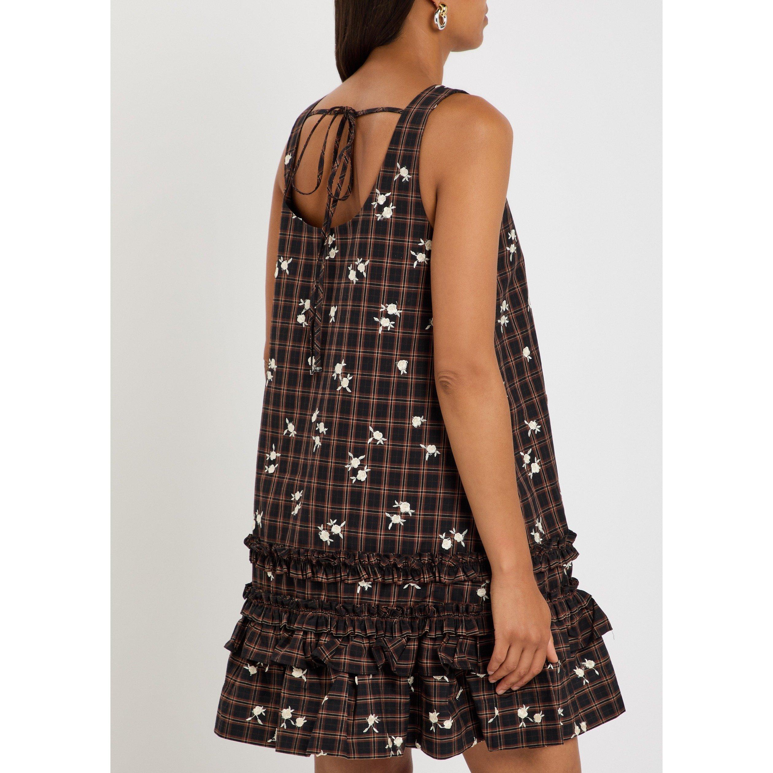 BROWN - Ganni - SD Yarn Dyed Check Uneck Dress - 3