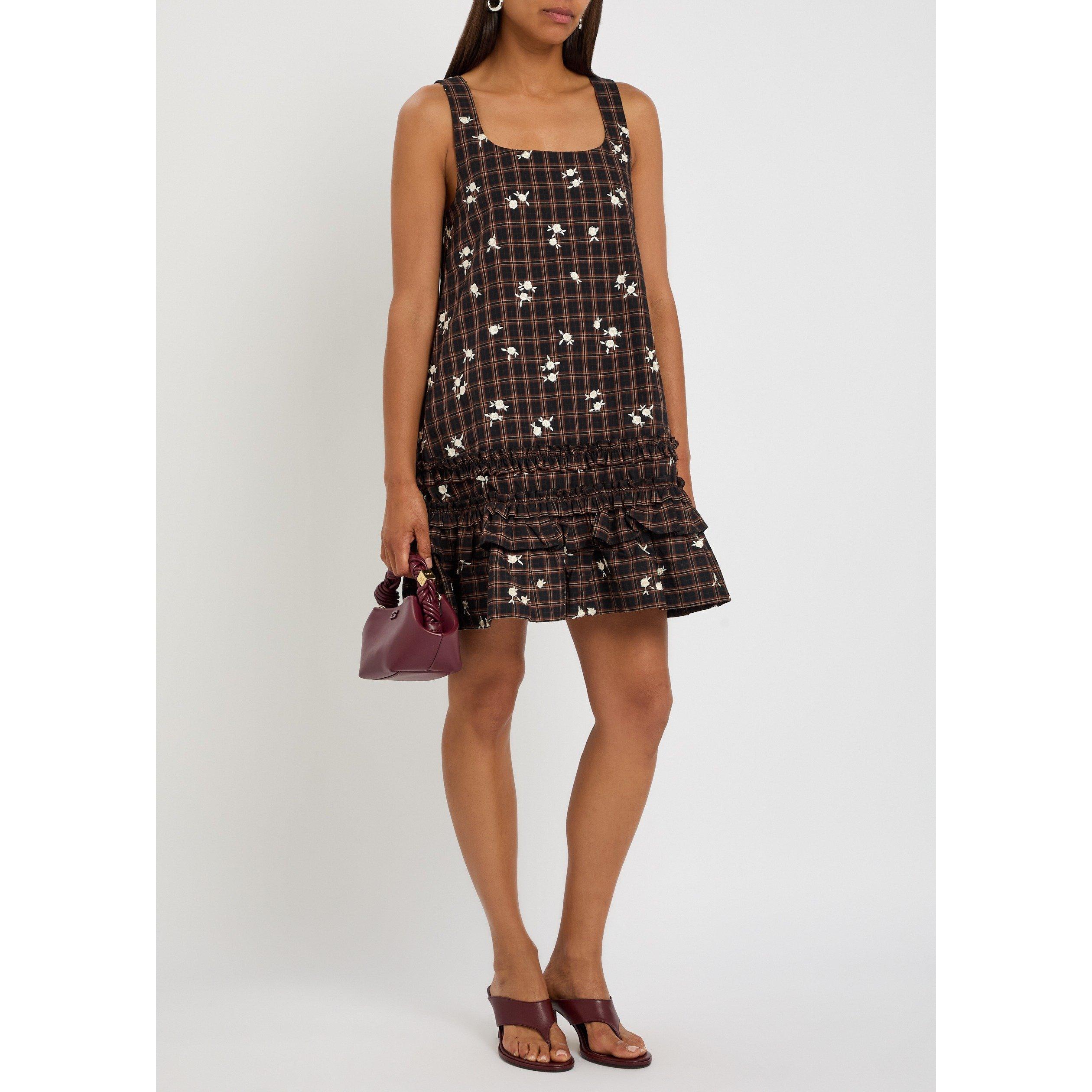 BROWN - Ganni - SD Yarn Dyed Check Uneck Dress - 5