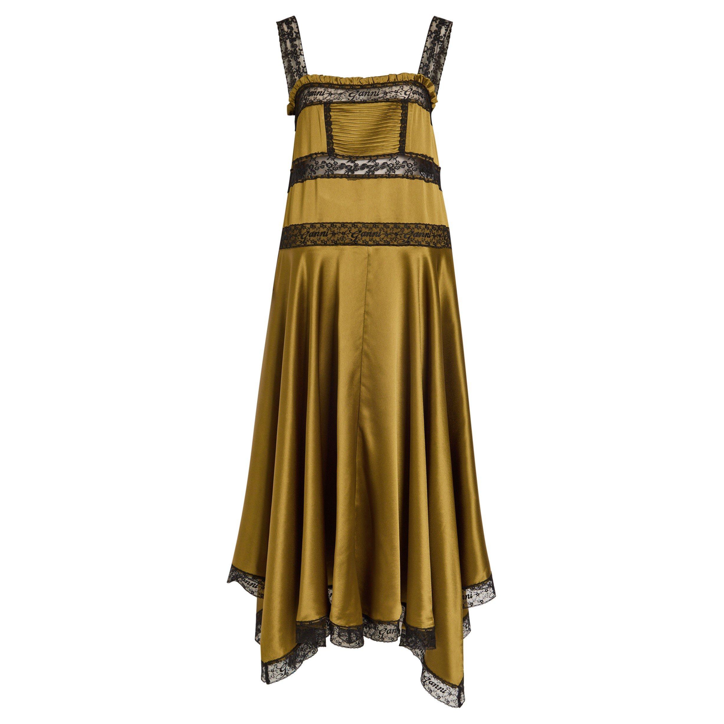 OLIVE - Ganni - LD Fluid Satin Long Slip Dress - 1